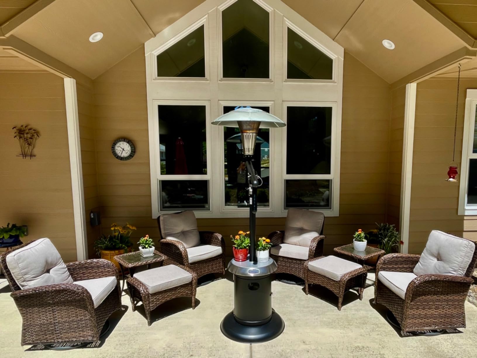 Cuisinart Perfect Position Propane Patio Heater, 38,200 BTU Powerful Directional Stainless Steel Outdoor Heater with Hidden Tank and Drink Table, Swivel Arm and Reflective Heat Shield customer photo 1