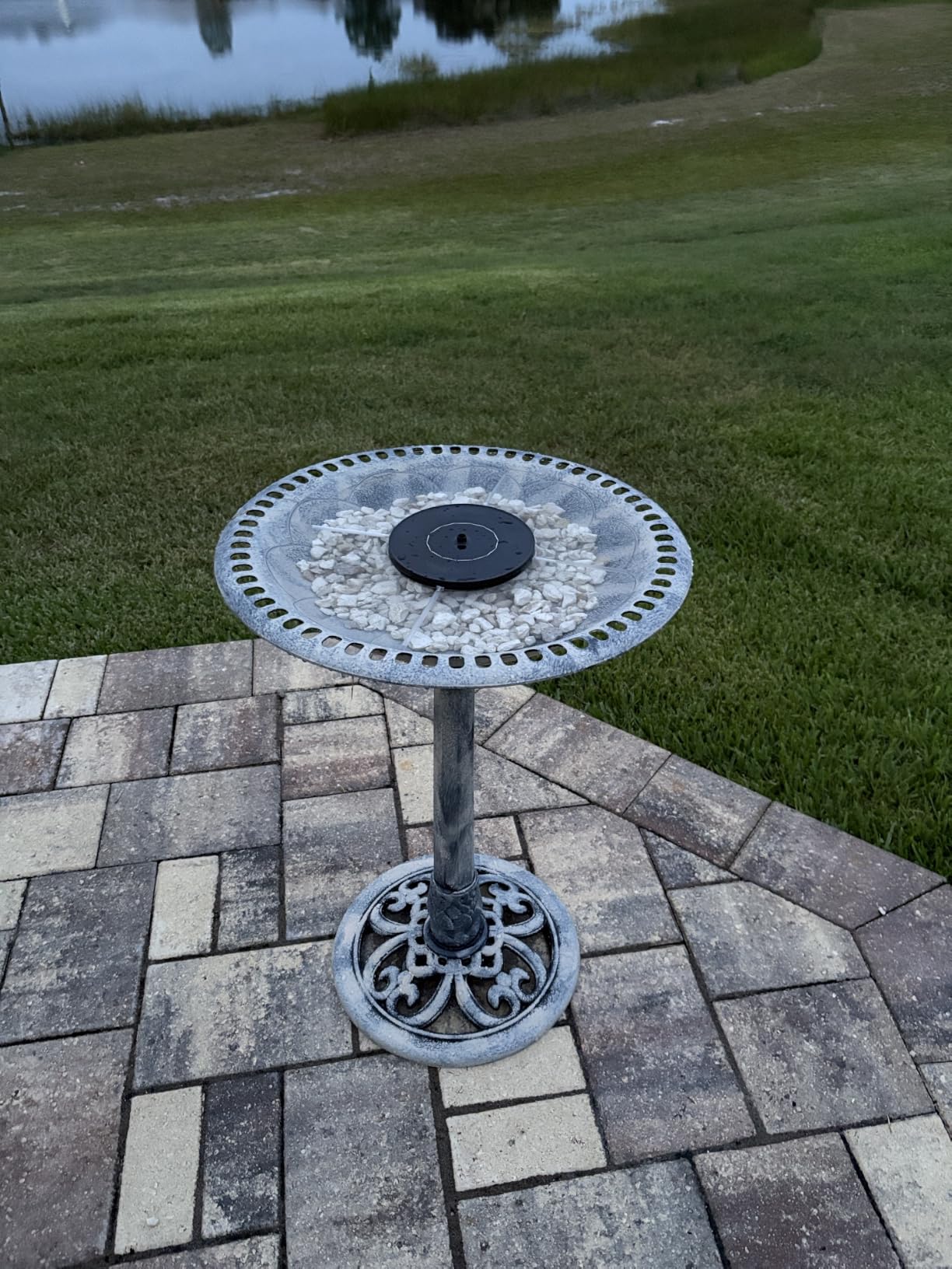 VIVOHOME Bird Bath with Solar Fountain for Outside, Pedestal, Blue | Solar-Powered Pump, Weather-Resistant Polyresin, 20-Inch Bowl, for Outdoor/Garden, Bird-Friendly, Easy to Clean customer photo 1