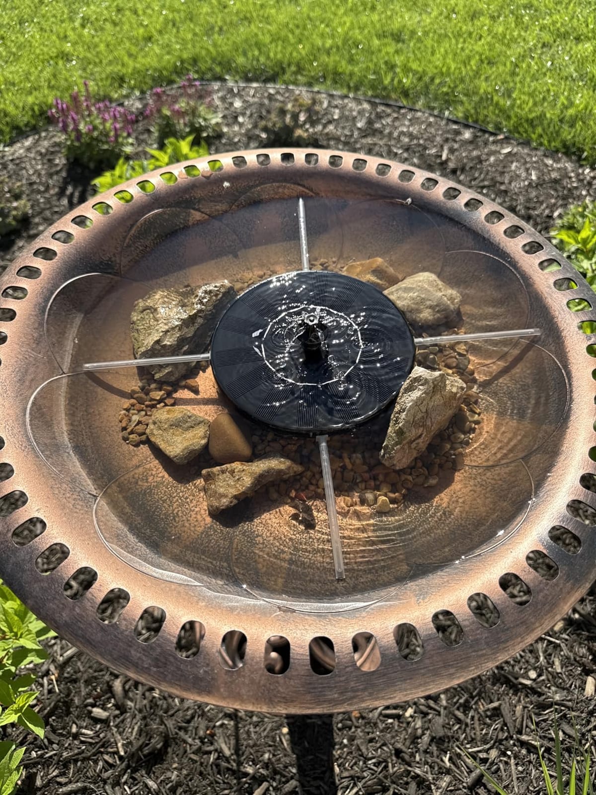 VIVOHOME Bird Bath with Solar Fountain for Outside, Pedestal, Blue | Solar-Powered Pump, Weather-Resistant Polyresin, 20-Inch Bowl, for Outdoor/Garden, Bird-Friendly, Easy to Clean customer photo 2