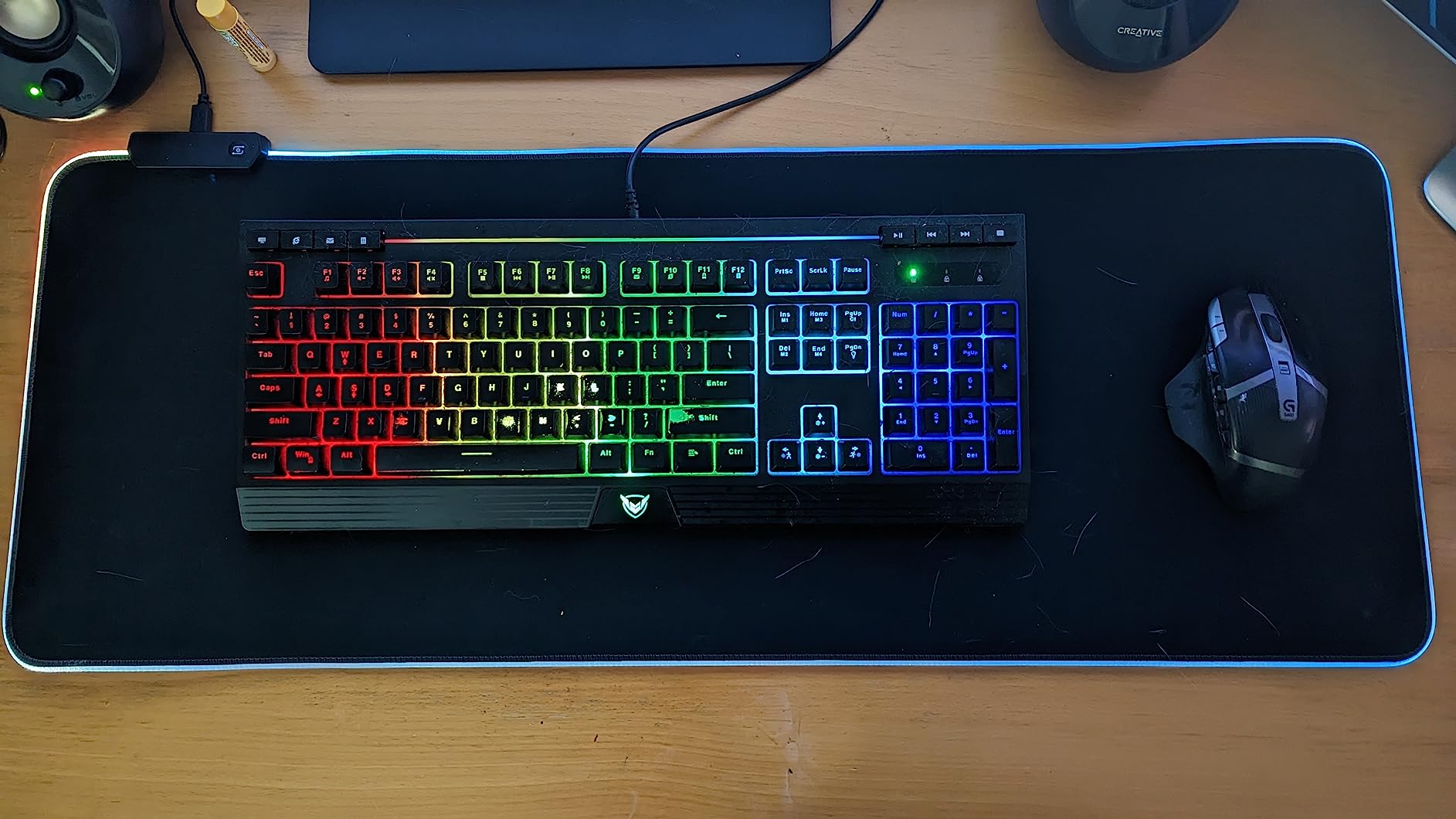 Large RGB Gaming Mouse Pad -15 Light Modes Touch Control Extended Soft Computer Keyboard Mat Non-Slip Rubber Base for Gamer Esports Pros 31.5X11.8(RGB) customer photo 1