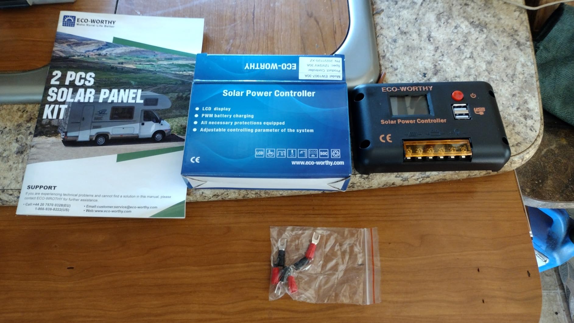 ECO-WORTHY 200 Watts 12 Volt/24 Volt Solar Panel Kit with High Efficiency Monocrystalline Solar Panel and 30A PWM Charge Controller for RV, Camper, Vehicle, Caravan and Other Off Grid Applications customer photo 2