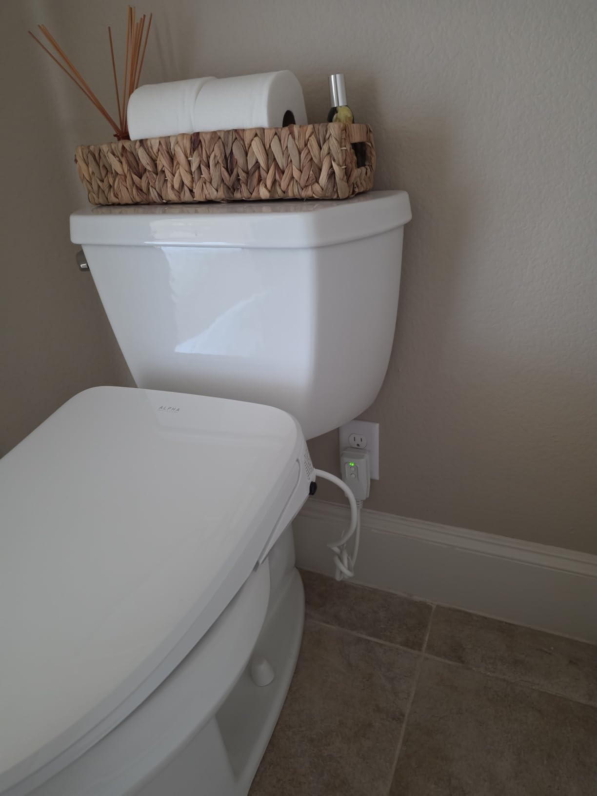 ALPHA BIDET UX Pearl Bidet Toilet Seat in Elongated White, Ultra Low Profile, Endless Warm Water, Arced Stainless Steel Nozzle, LED Nightlight, Dryer, Deodorizer, 3 Year Warranty customer photo 2