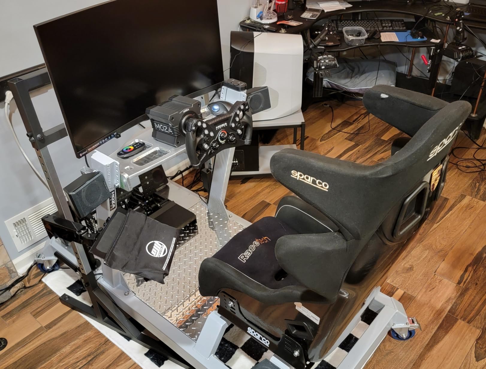 SimFab Monitor Mount Floor Stand for Racing and Flight Simulators | for Monitors up to 100x100mm VESA, 24, 27, 32, 34, 37, 49 Ultra Wide customer photo 2