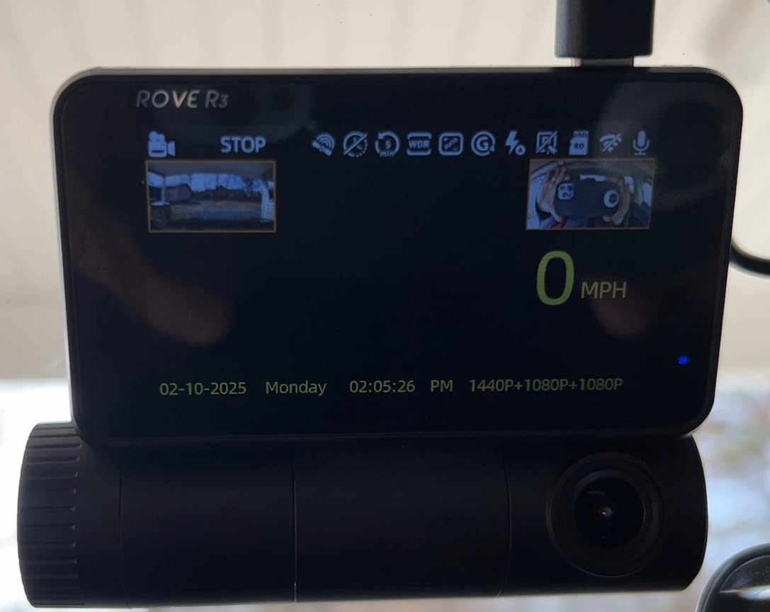 ROVE R3 3 Channel Dash Cam Front and Rear with Cabin, 3in IPS Touch Screen | 1440P+1080P+1080P Recording, IR Night Vision, 5.8GHz WiFi up to 30MB/s, Quad-Mode GPS, Supports 512GB Max, for Rideshare customer photo 2