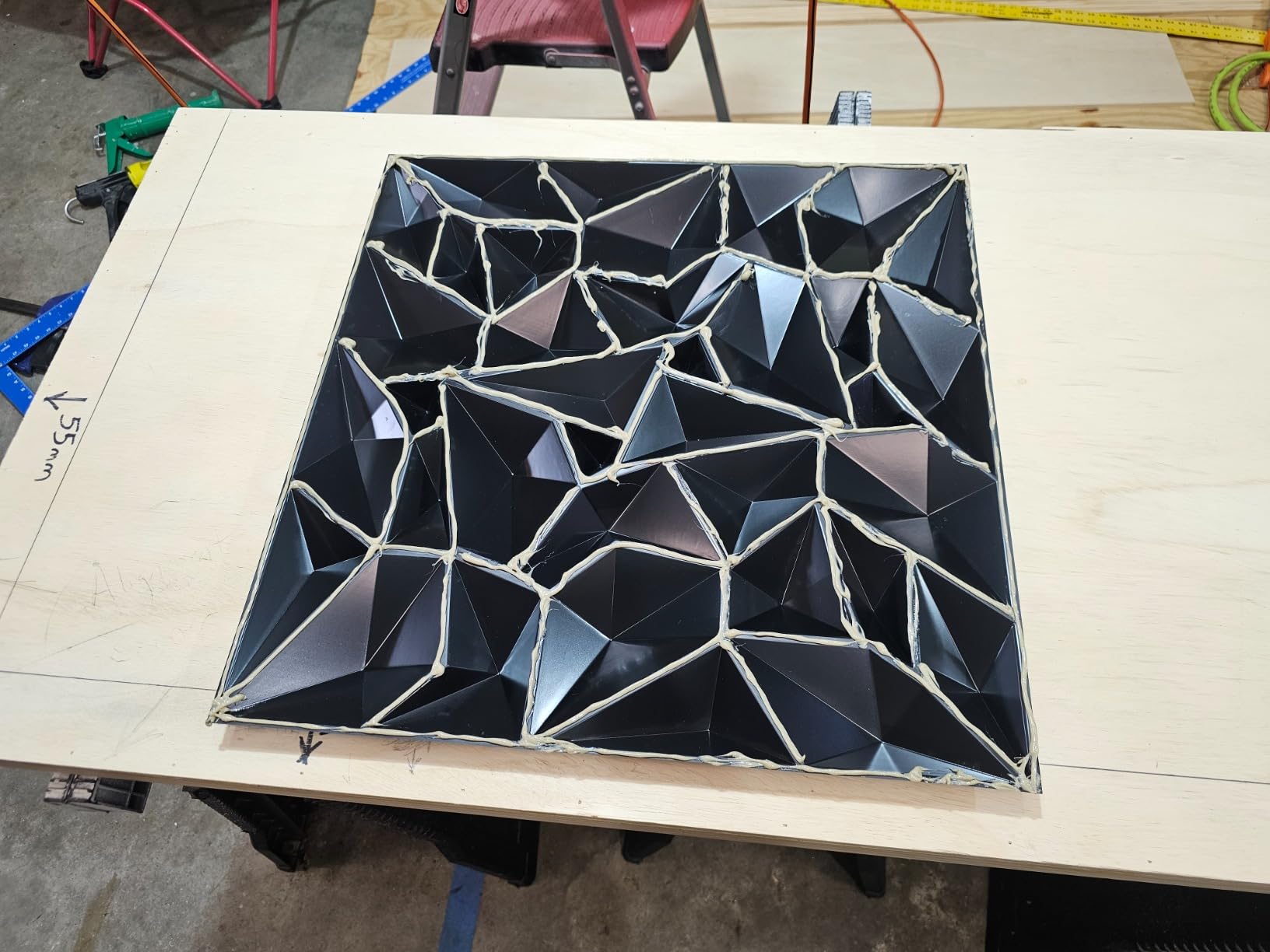 TroyStudio Acoustic Sound Diffuser Panels, 19.7 X 19.7 X 1 inches 12 Pcs Black PVC Plastic 3D Wall Panel, Recording Studio Acoustical Treatment Diffusion panel, Art Decorative Ceiling Tiles customer photo 1