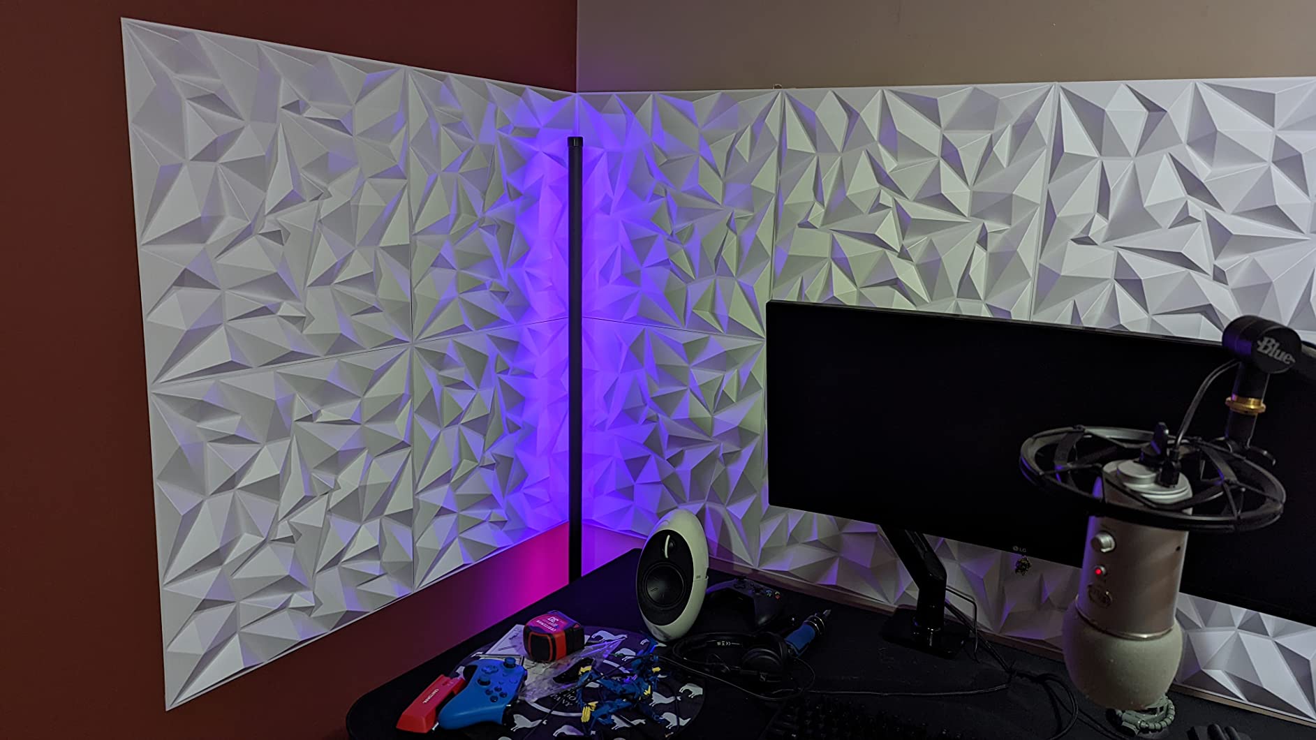 TroyStudio Acoustic Sound Diffuser Panels, 19.7 X 19.7 X 1 inches 12 Pcs Black PVC Plastic 3D Wall Panel, Recording Studio Acoustical Treatment Diffusion panel, Art Decorative Ceiling Tiles customer photo 2