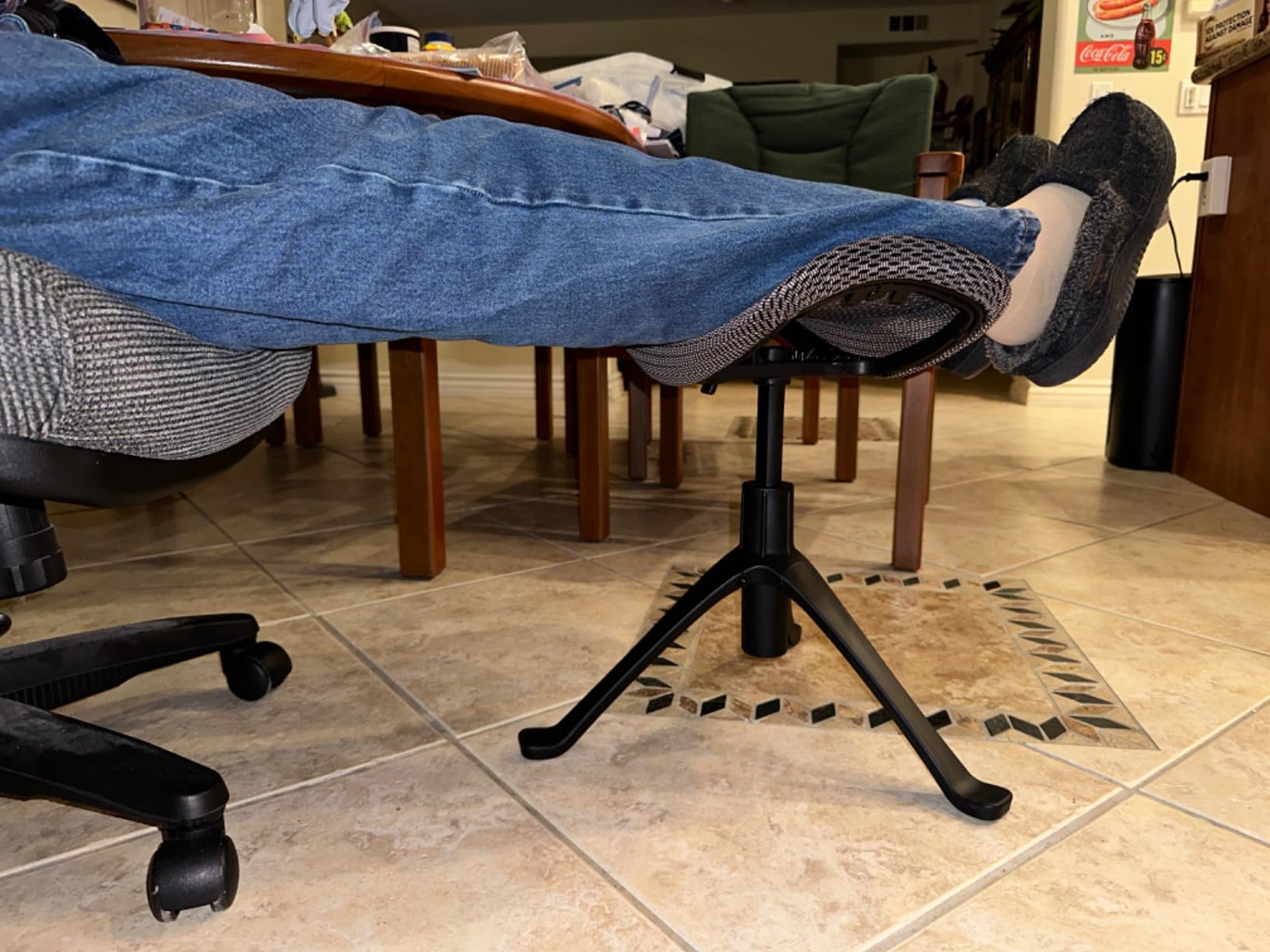 Lilithye Footrest for Desk Adjustable Height 2-in-1 Function, Black - Rotatable Ergonomic Under Desk Footrest Ottoman Stool Rolling Leg Rest for Home Office customer photo 1