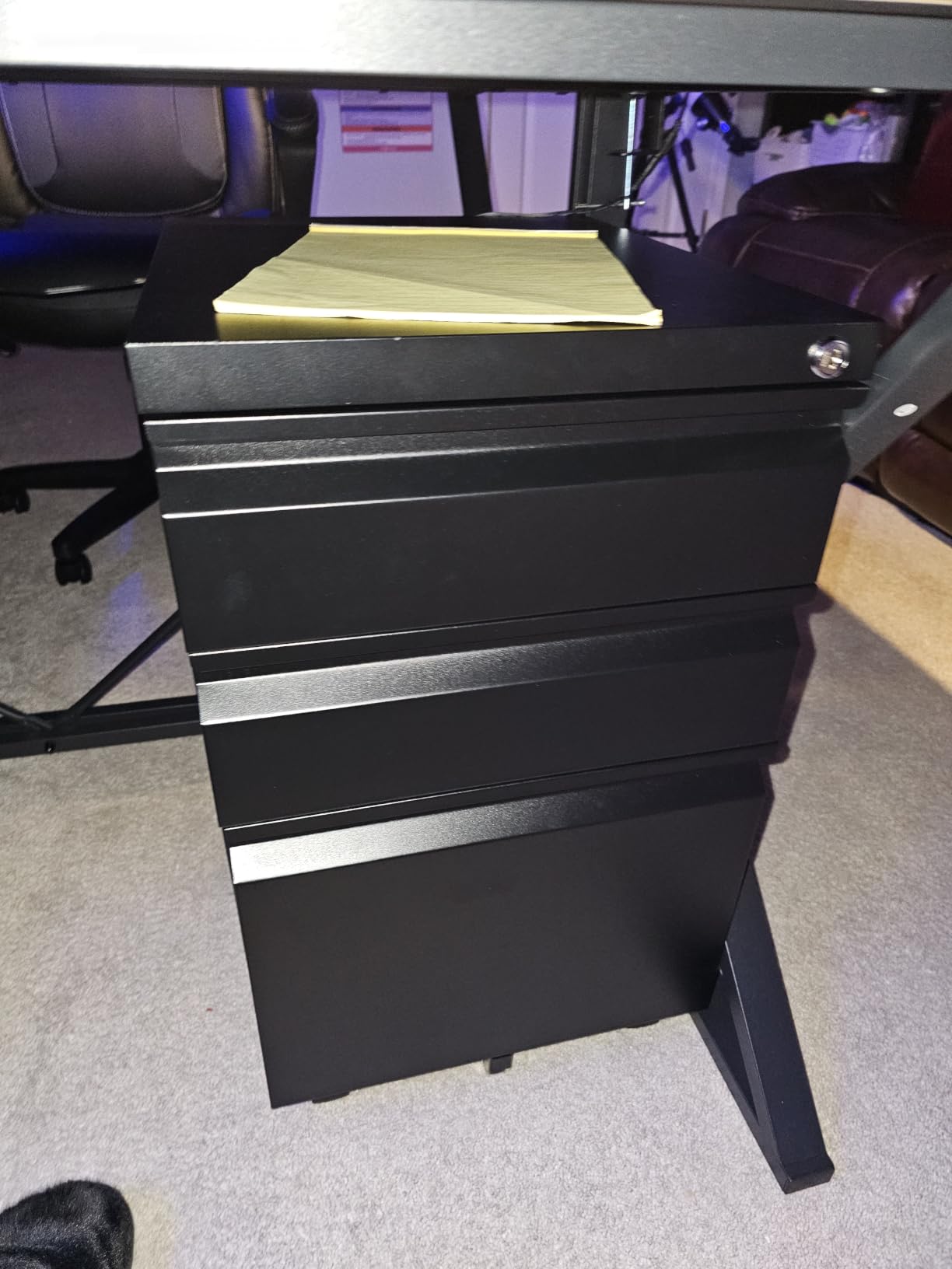 Letaya 3 Drawer Mobile File Cabinet with Lock,Under Desk Metal Filing Cabinets for Home Office Organizer Letters/Legal/A4((Fully Assembled-Black) customer photo 2