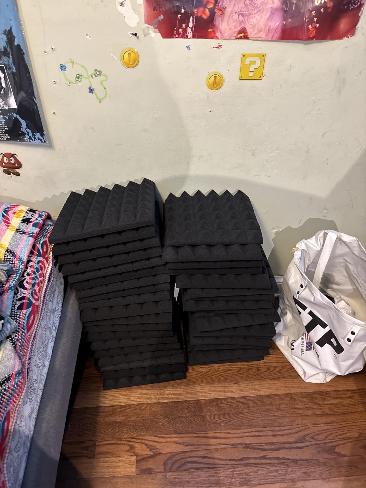 36 Pack AUSLET Acoustic Panels 12 x 12 x 2 Inches, Pyramid Sound Proof Foam Panels for Wall, High Density Black Acoustic Foam Panels,Soundproof Wall Panels customer photo 2