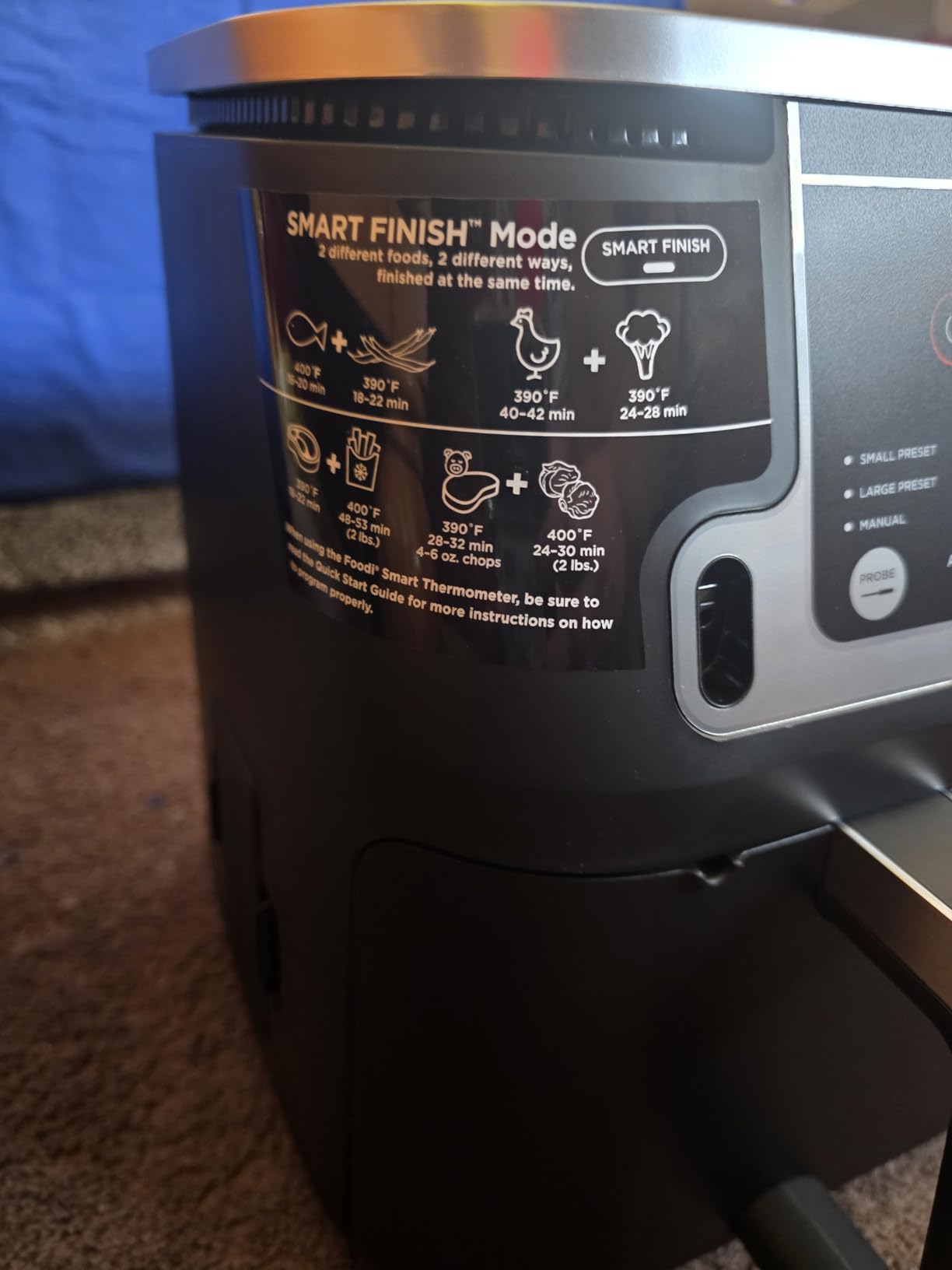 Ninja DZ550 Foodi 10 Quart 6-in-1 DualZone Smart XL Air Fryer with 2 Independent Baskets, Cook Thermometer for Perfect Doneness, Match and Finish to Roast, Dehydrate and More, Black customer photo 2