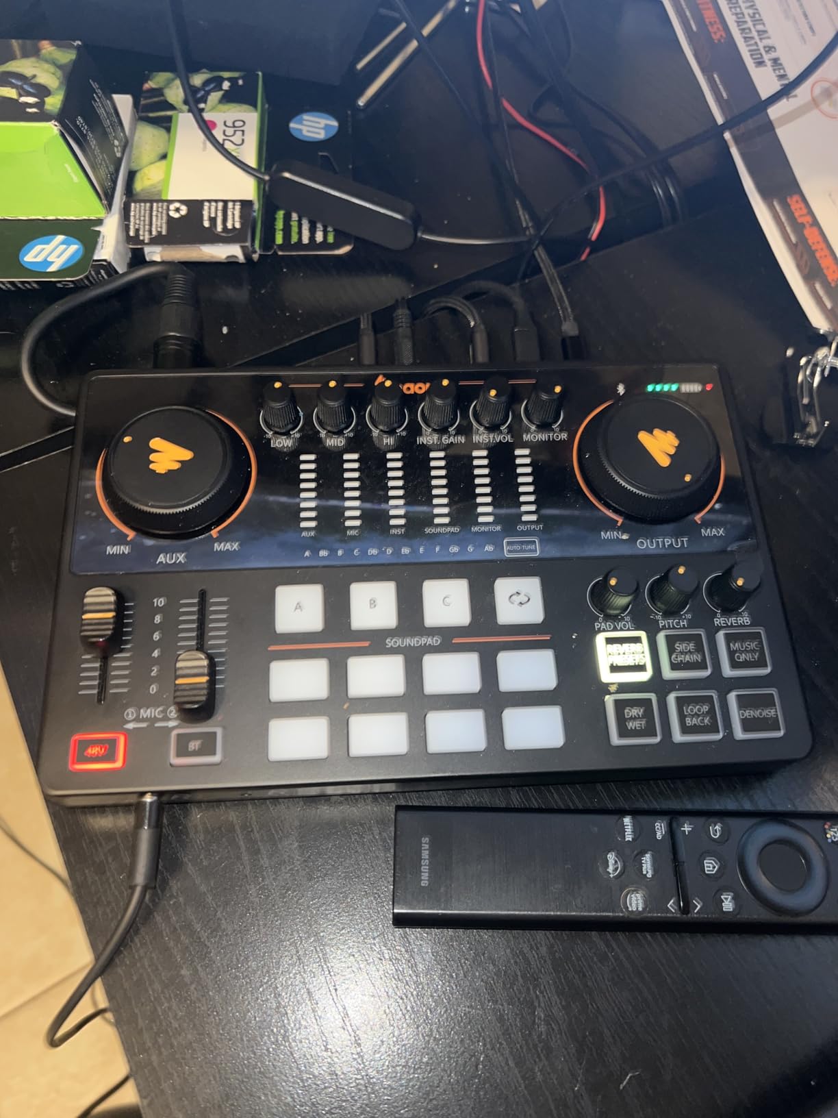 MAONO AME2 Audio Interface Mixer, Podcast Studio Console with XLR Input | 48V phantom power, Bluetooth, 11 custom sound pads, podcast recording, YouTube/TikTok live streaming, PC and XLR mic setup customer photo 2