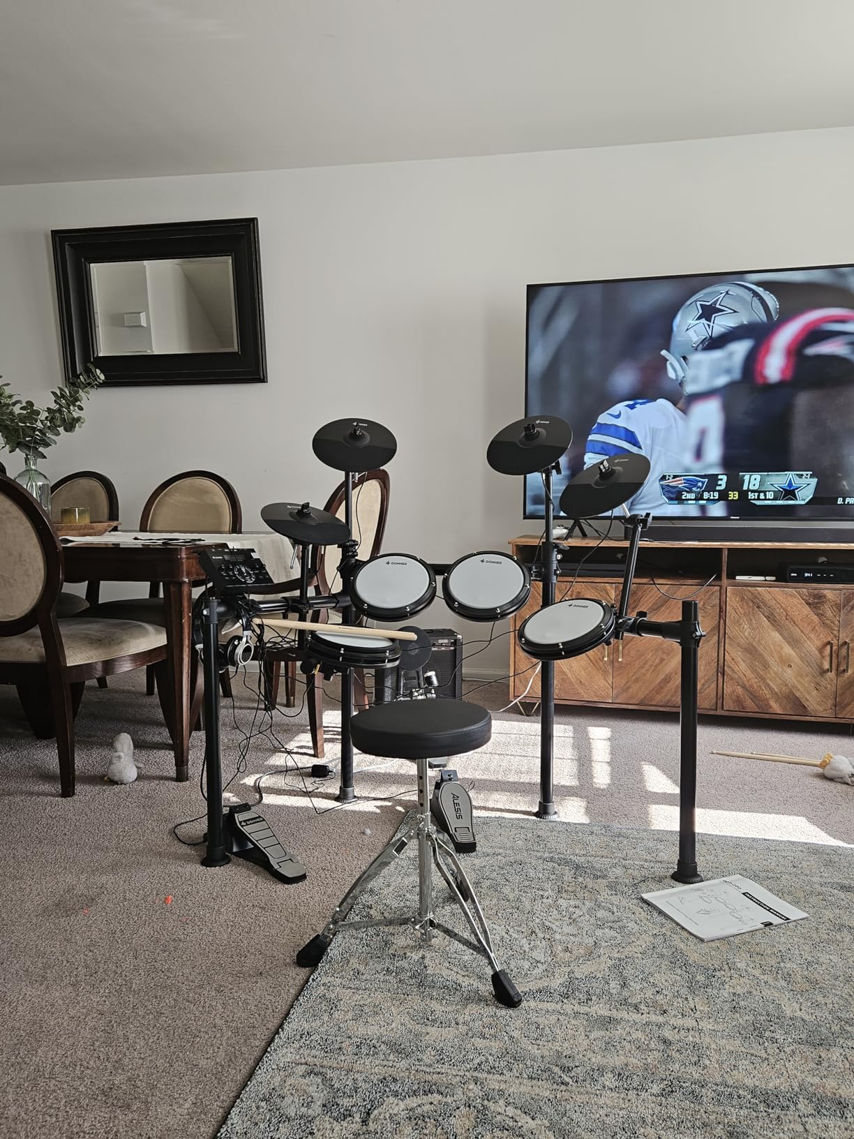 Donner DED-200X Electronic Drum Set, Electric Drum Kit with Quiet Mesh Drum Pads, 2 Cymbals w/Choke, 31 Kits and 450+ Sounds, Throne, Headphones, Sticks, USB MIDI, Melodics Lessons (5 Pads, 4 Cymbals) customer photo 1