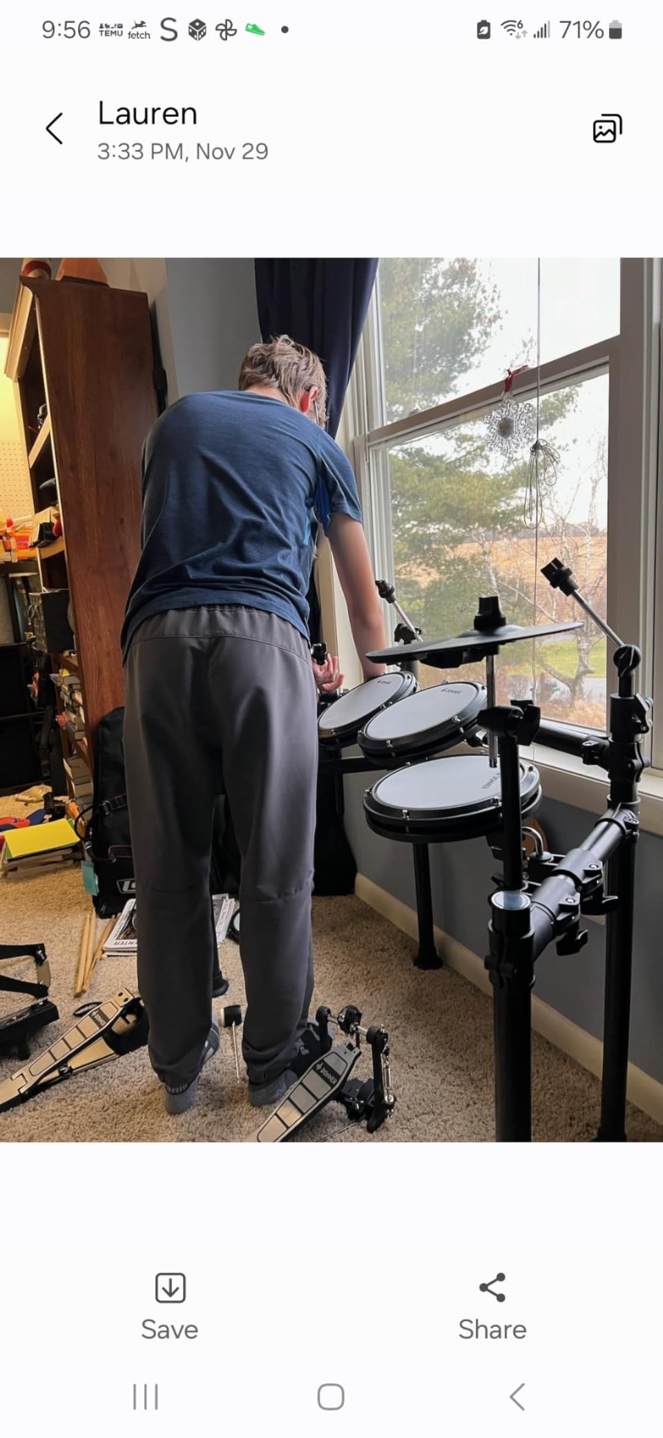 Donner DED-200X Electronic Drum Set, Electric Drum Kit with Quiet Mesh Drum Pads, 2 Cymbals w/Choke, 31 Kits and 450+ Sounds, Throne, Headphones, Sticks, USB MIDI, Melodics Lessons (5 Pads, 4 Cymbals) customer photo 2