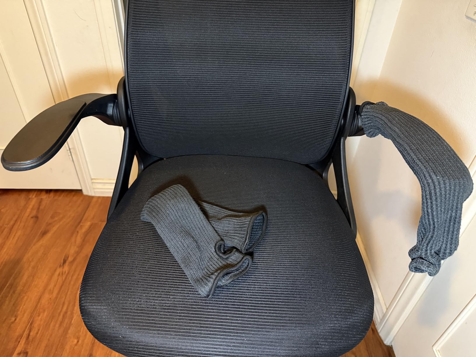 Primy Drafting Chair Tall Office Chair with Flip-up Armrests Executive Ergonomic Computer Standing Desk Chair with Lumbar Support and Adjustable Footrest Ring (Black) customer photo 2