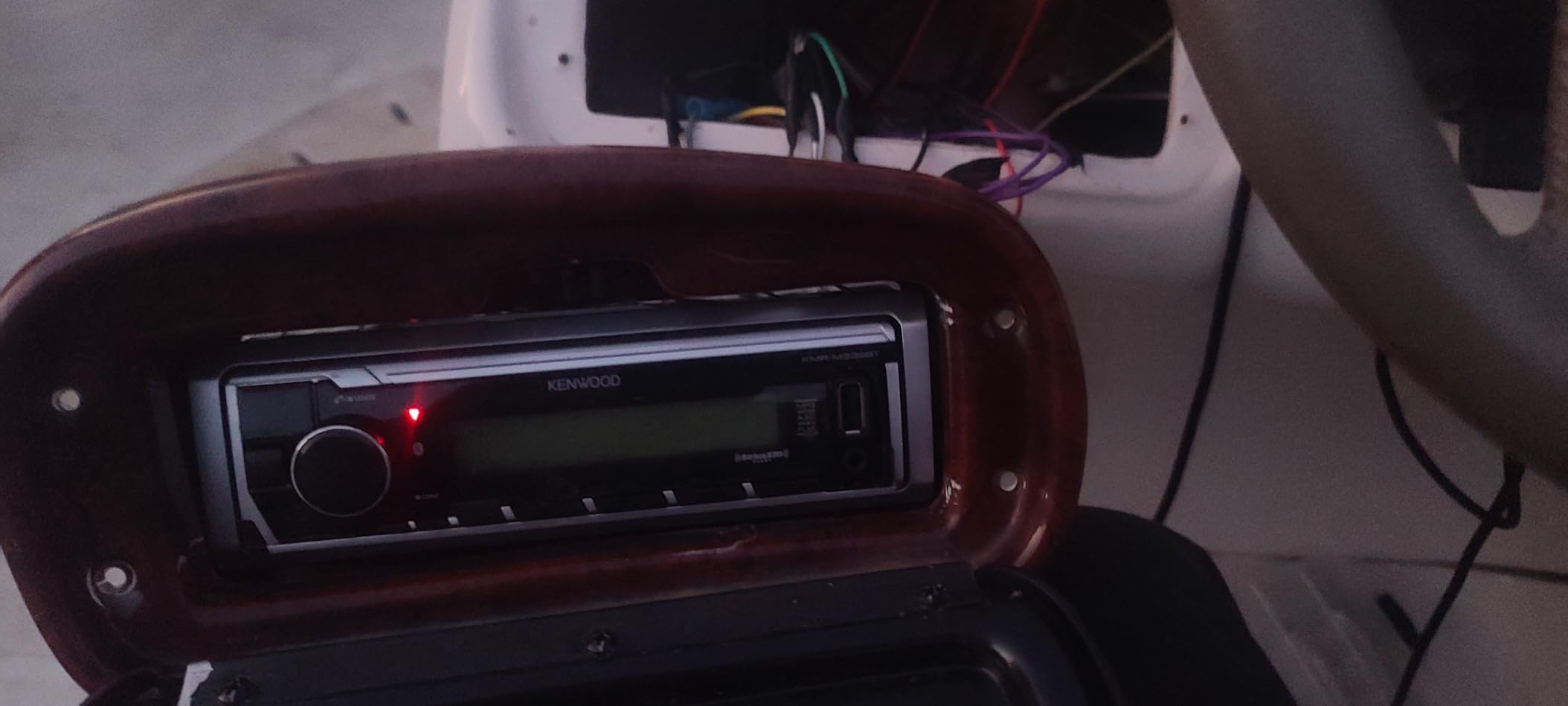 KENWOOD KMR-M332BT Car & Marine Stereo - Single Din, Bluetooth Audio, USB MP3, Aux in, AM FM Radio SiriusXM Ready, Weatherproof, Multi Color Illumination customer photo 2