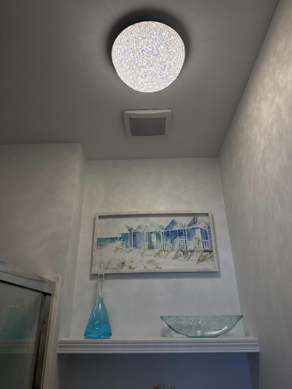 DAKASON 12in LED Crystal Chandelier Flush Mount, 3000K/4000K/5000K 3CCT | 15W 1640LM ETL, Dimmable Modern LED Ceiling Light Fixture for Bedroom, Living Room, Kitchen, Hallway, Foyer, Closet, Chrome customer photo 1