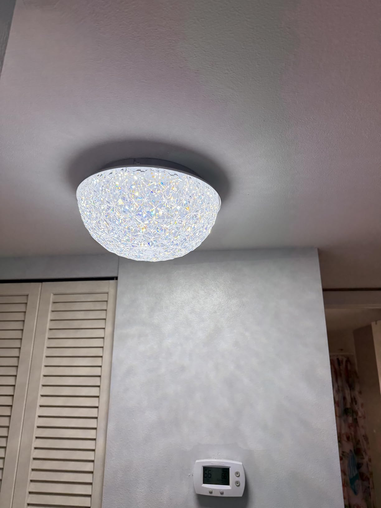 DAKASON 12in LED Crystal Chandelier Flush Mount, 3000K/4000K/5000K 3CCT | 15W 1640LM ETL, Dimmable Modern LED Ceiling Light Fixture for Bedroom, Living Room, Kitchen, Hallway, Foyer, Closet, Chrome customer photo 2