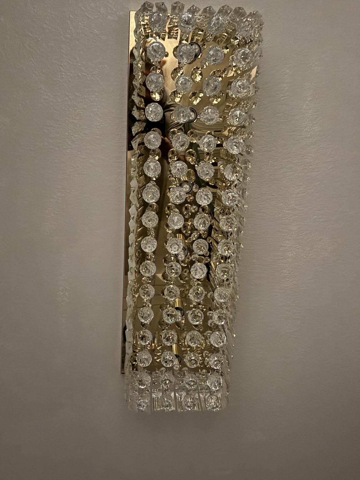 Siljoy Modern Gold Rectangle Flush Mount Crystal Chandelier for Dining Room | Rectangular K9 Crystal Raindrop Chandelier, Luxury Dimmable Ceiling Light for Living Room Kitchen L31.5'' x W10'' x H10'' customer photo 1