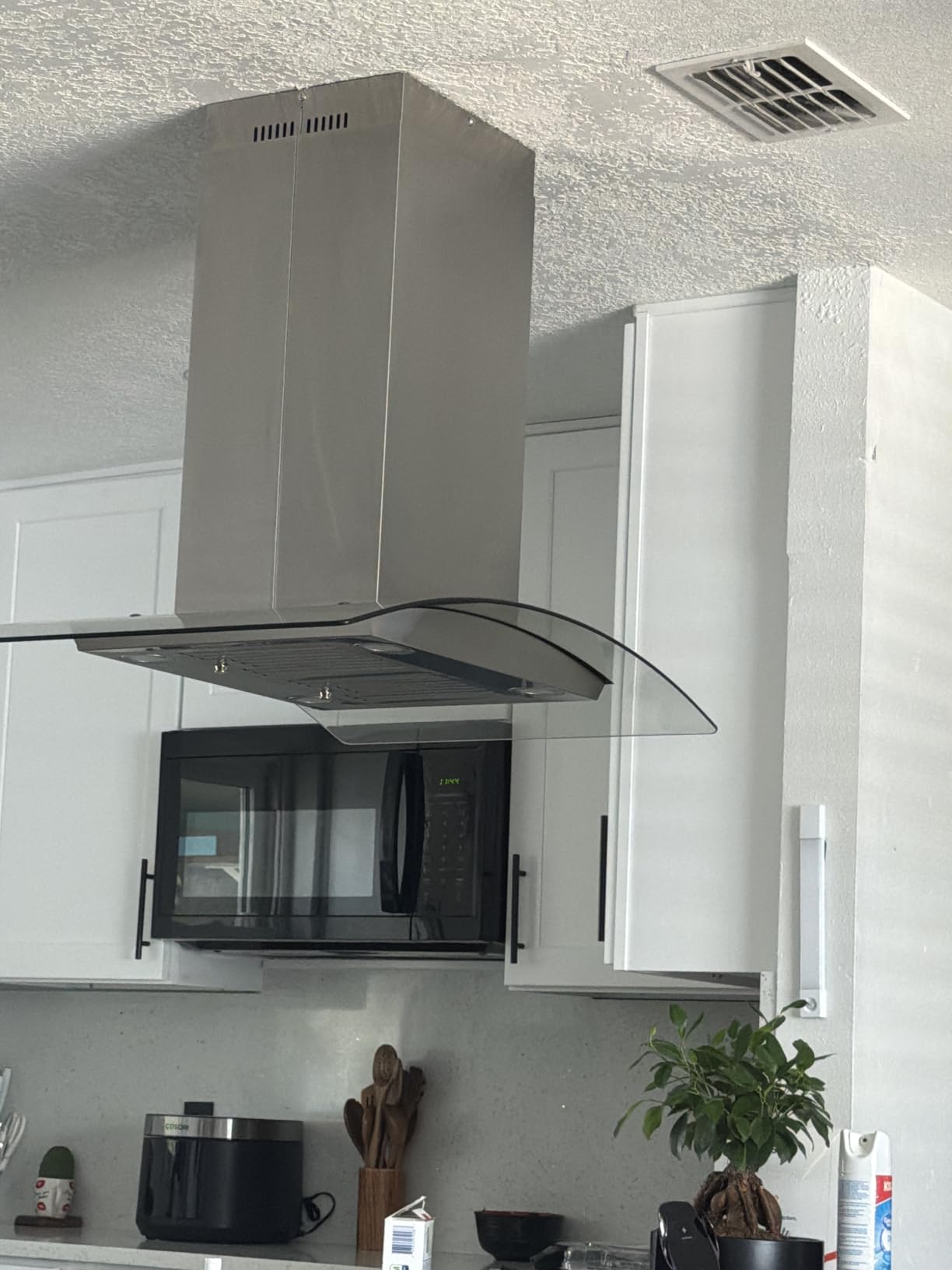 JOEAONZ Island Range Hood 30 Inch 700 CFM Gesture & Touch Control Ceiling Mount Stainless Steel Kitchen Vent Hood, Kitchen Exhaust Hood, Ducted/Ductless Convertible 3-speed Ventilation Fan Switchable customer photo 1
