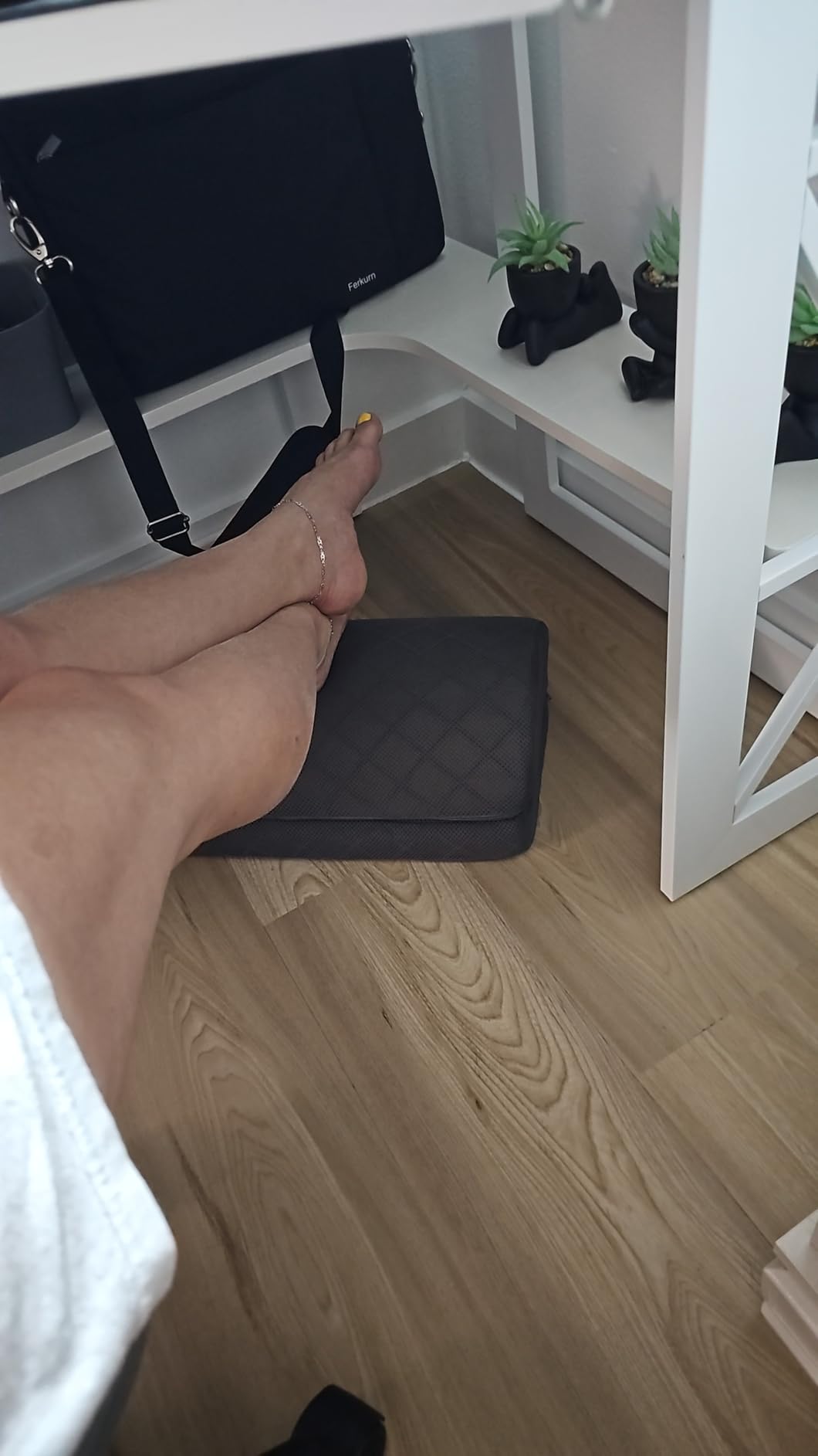 CushZone Foot Rest for Under Desk at Work, Grey - 2-Height Adjustable Foot Stool for Office and Home, Office Desk Accessories, Ergonomic Foot Support customer photo 1