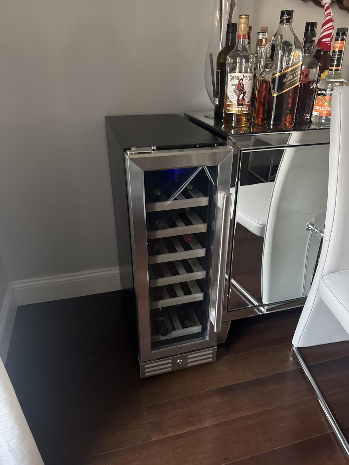 Kalamera 24 inch Wine Cooler, 37 Bottle Dual Zone Built-in or Freestanding | Wine Fridge with Stainless Steel Reversible Glass Door, for Home, Kitchen or Office customer photo 2