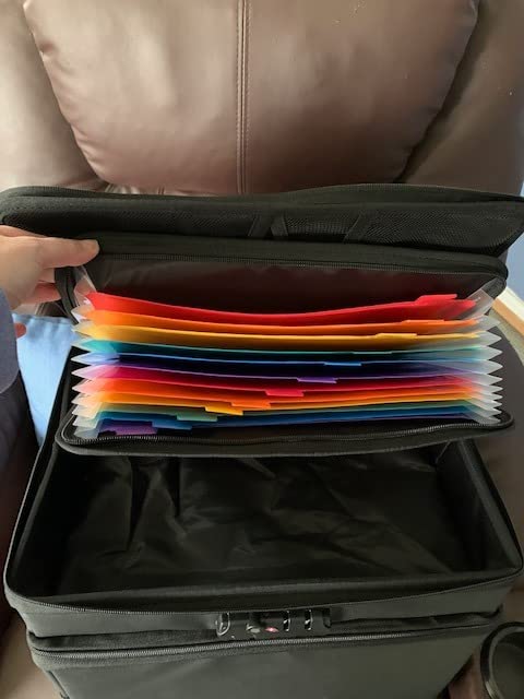 Fireproof Document Box with 13 Pocket Accordian File Folder | Water-Resistant File Organizer Box with Lock, Collapsible File Storage Cabinet for Hanging Letter/Legal Folder, Black customer photo 2