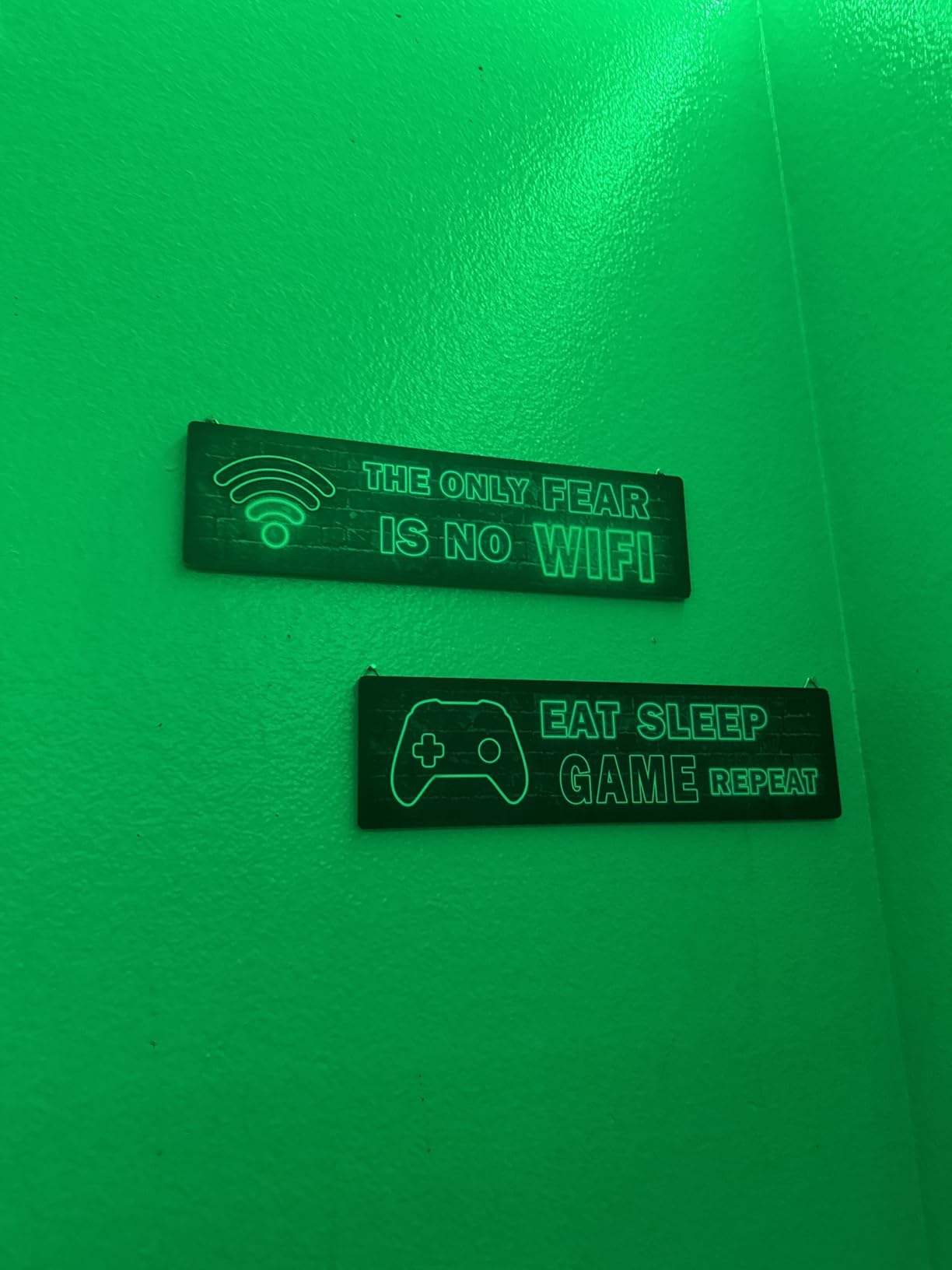 4 Pcs Printed Neon Gaming Posters, Teen Boys Room Decorations, gamer wall art Decor for bedroom Wooden customer photo 1