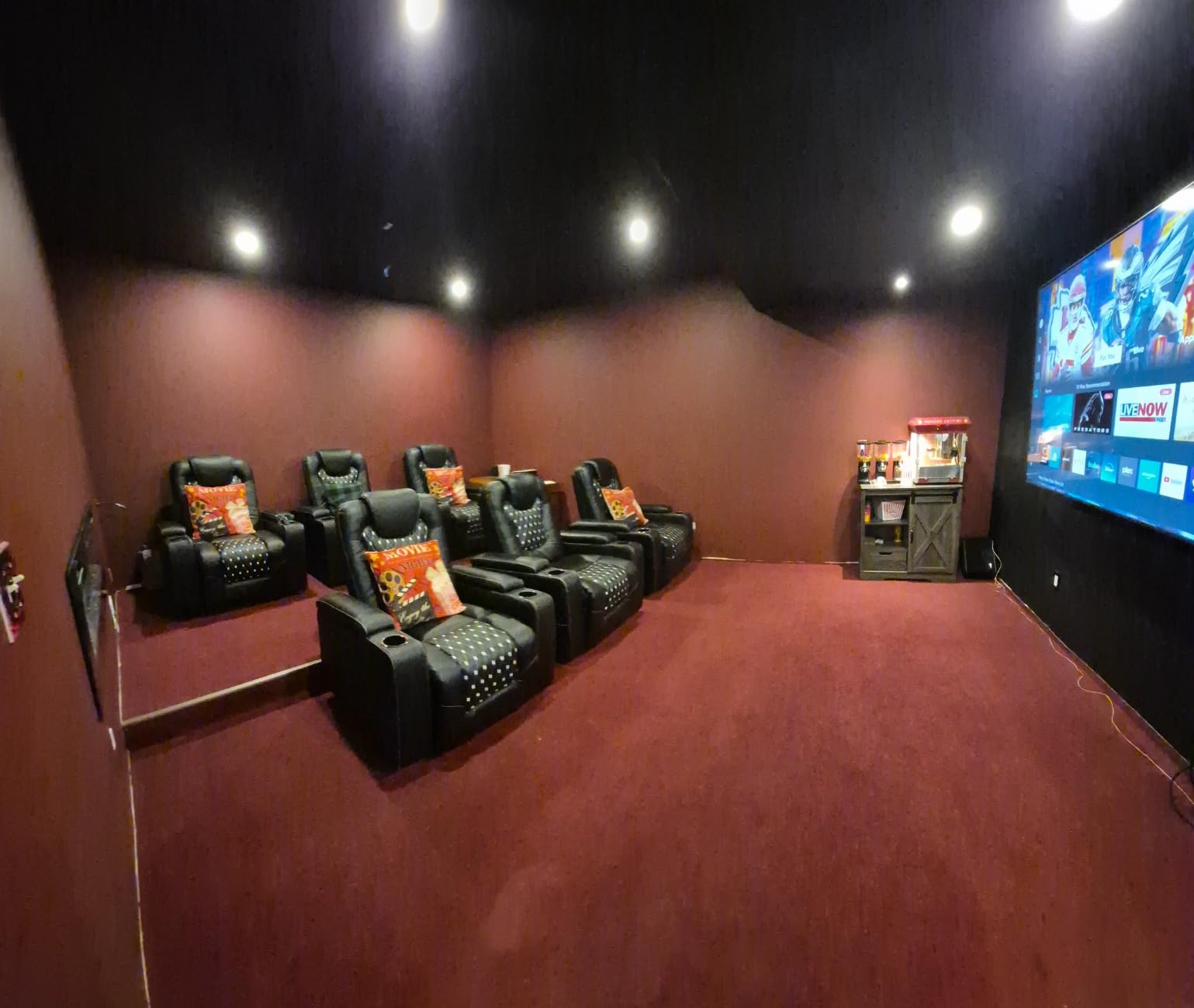 ANJ Power Recliner Chair Set of 3, Electric Soft Faux Leather Reclining Home Faux Theater Seating - USB Ports, Cup Holders, Hidden Arm Storage Movie & Media Room Chairs (Black) customer photo 2