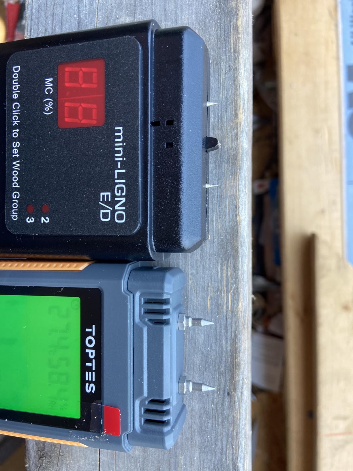 Wood Moisture Meter, TopTes Digital Moisture Meter TS-630, Handheld Humidity Tester with 2.25-inch LCD Display, Tricolor Backlight, Check The Dampness Level on Firewood/Drywall - Orange customer photo 2