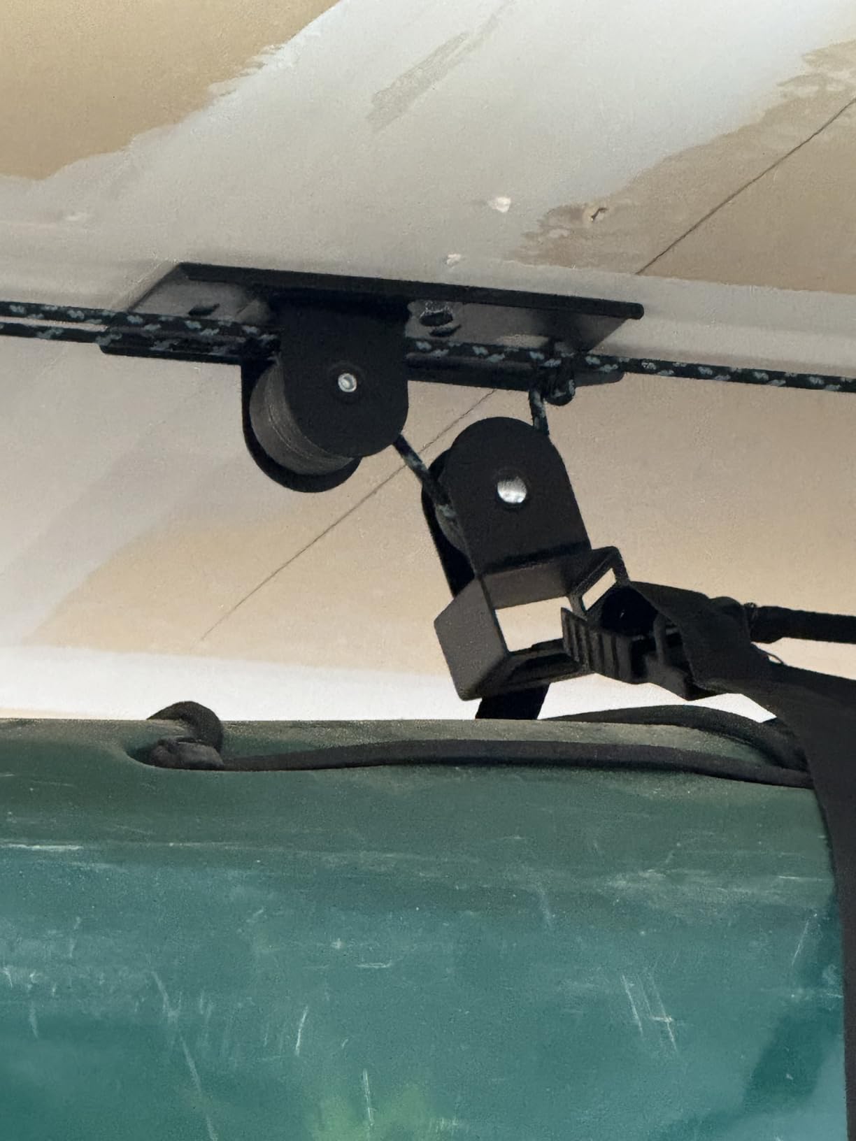 Teal Triangle Pulley Hoist for Kayak, Canoe and Paddleboards, Holds 150 lb | Kayak Pulley System for Garage, Kayak Ceiling Mount, Canoe Hoist, Fits All Garage Heights, Holds 150 lb customer photo 2