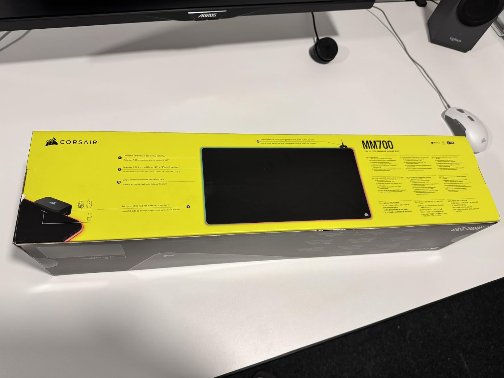 Corsair MM700 RGB Extended 3XL Cloth Gaming Mouse Pad/Desk Mat - Massive 1,220mm x 610mm (48