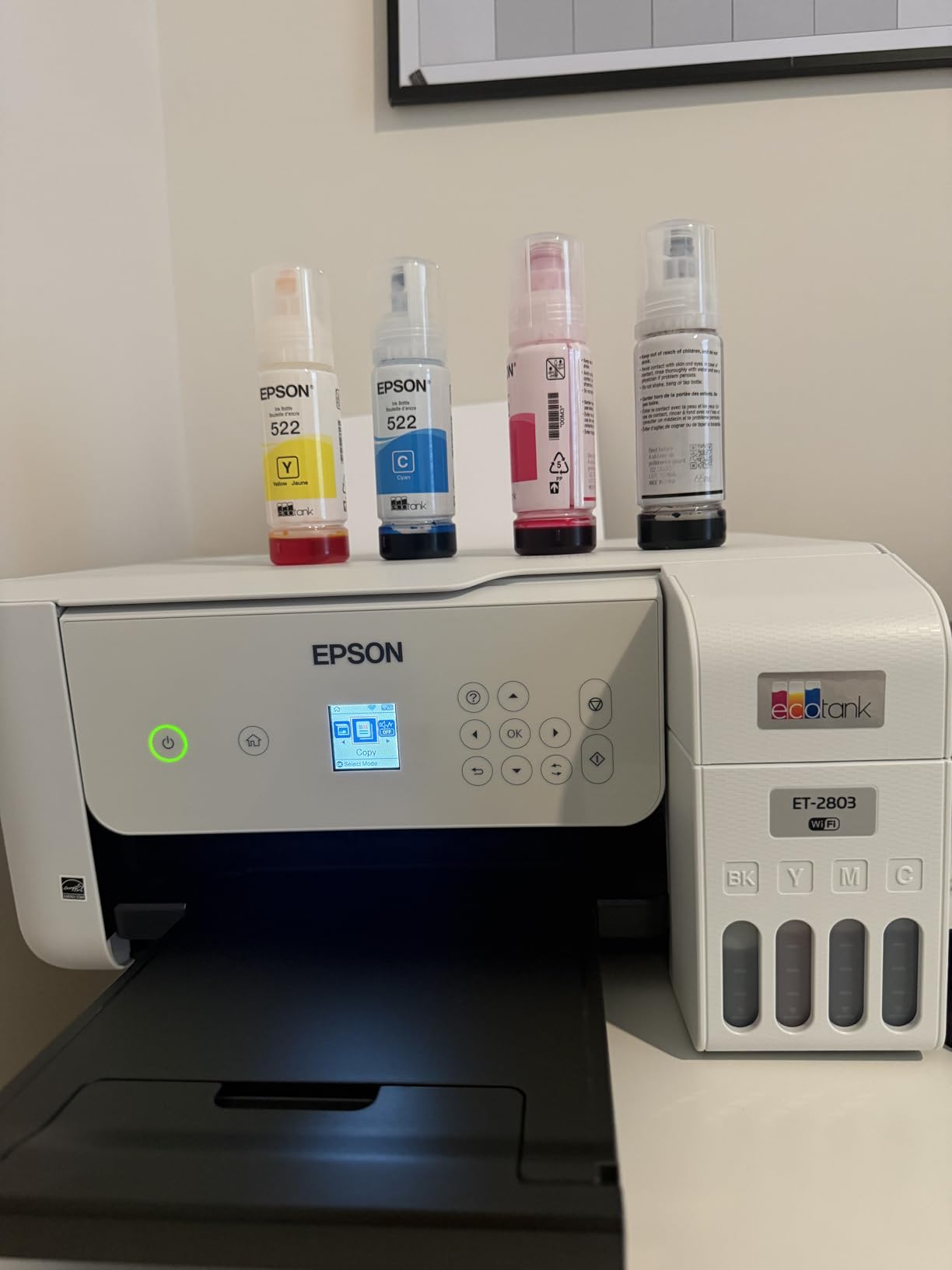 Epson EcoTank ET-2803 Wireless Color All-in-One Supertank Printer | Cartridge-free print, scan, copy; up to 10 ppm, borderless photo printing, AirPrint customer photo 1