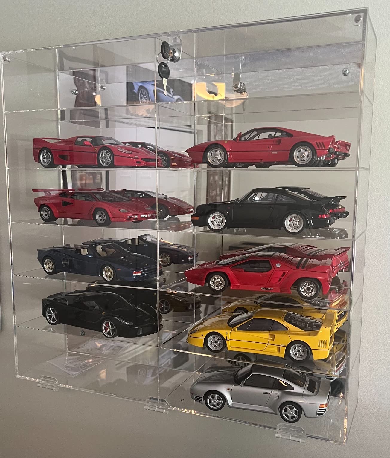 Display Case for 1:24 - 1:18 Scale Diecast Toy Model Cars Hot Small Toy Car Wheels Storage Showcase, 98% UV Protection, 4mm Thick Acrylic (Black-1:24 Scale-Holds 16) customer photo 1