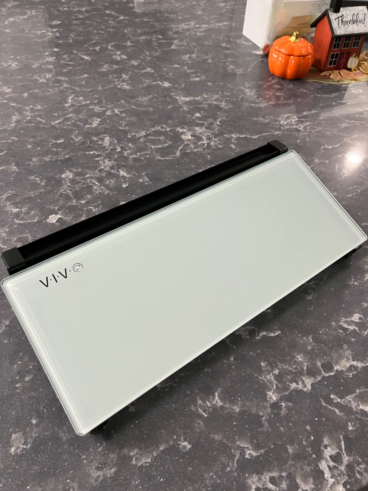 VIVO Glass 16 x 7 inch Desktop Whiteboard with Marker Slot and Open Storage, Dry Erase Non-Streak White Surface, Black Frame, DESK-WB16D customer photo 1