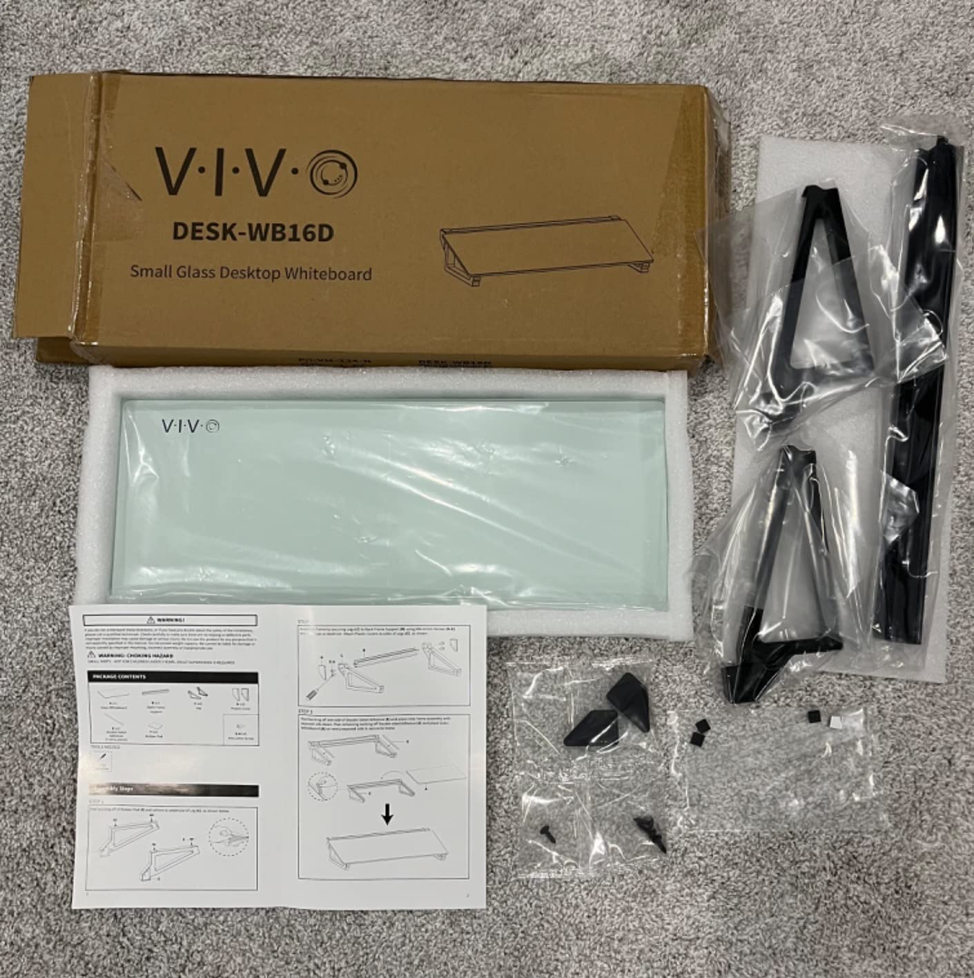 VIVO Glass 16 x 7 inch Desktop Whiteboard with Marker Slot and Open Storage, Dry Erase Non-Streak White Surface, Black Frame, DESK-WB16D customer photo 2