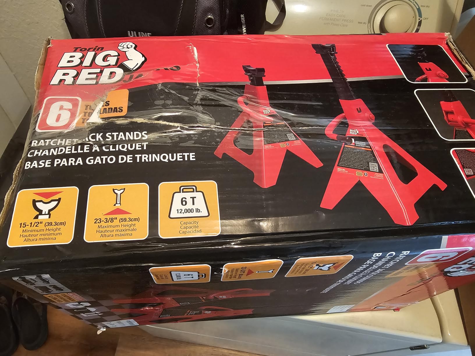 Big RED AT46002R Torin Steel Jack Stands: 6 Ton (12,000 lb) Capacity, Red, 1 Pair customer photo 2
