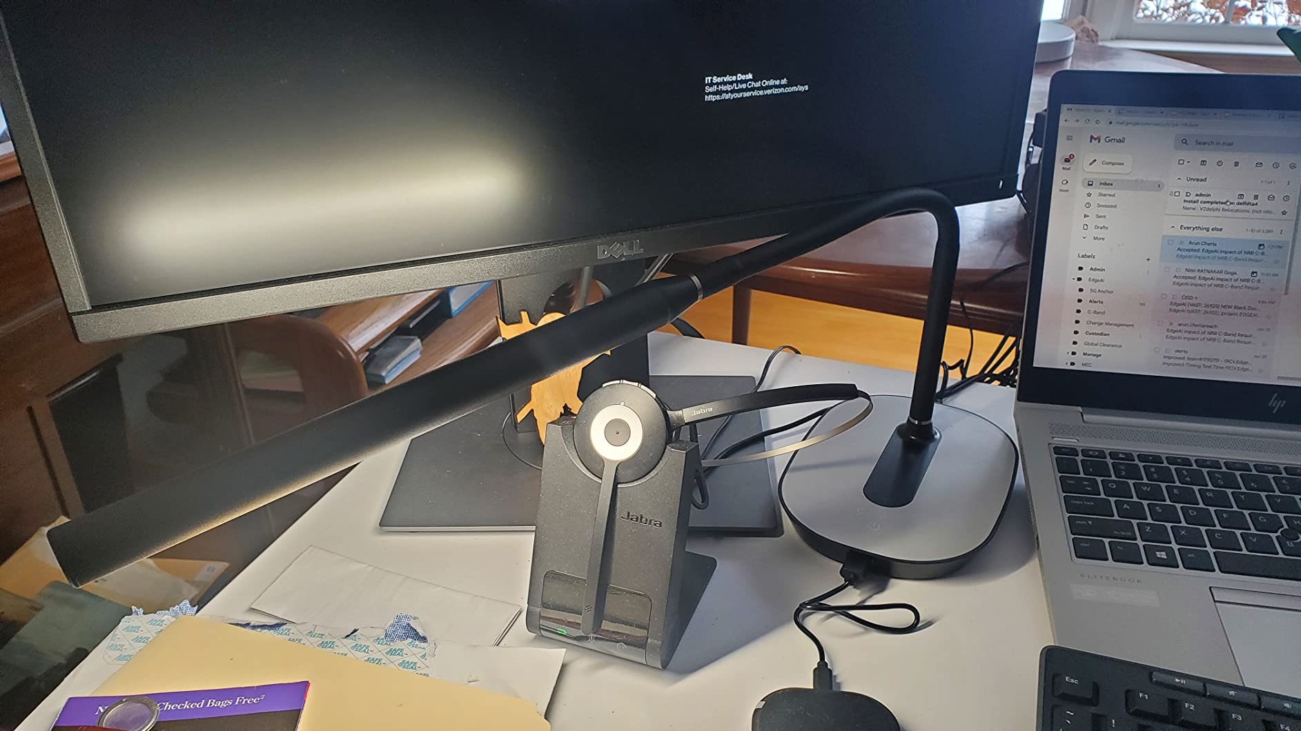 OttLite Strive LED Desk Lamp with USB Port, Black | ClearSun LEDs Reduce Eyestrain | 3 Brightness Settings | 11