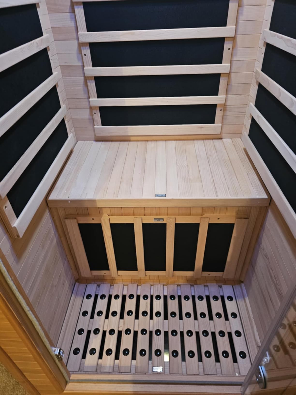 Homsido Infrared Home Sauna Room 1 Person Hemlock Wooden Indoor Dry Sauna, Low EMF 1200W/110V Heaters Panels, LCD Control Panel, 10 Minutes Pre-Warm up customer photo 2