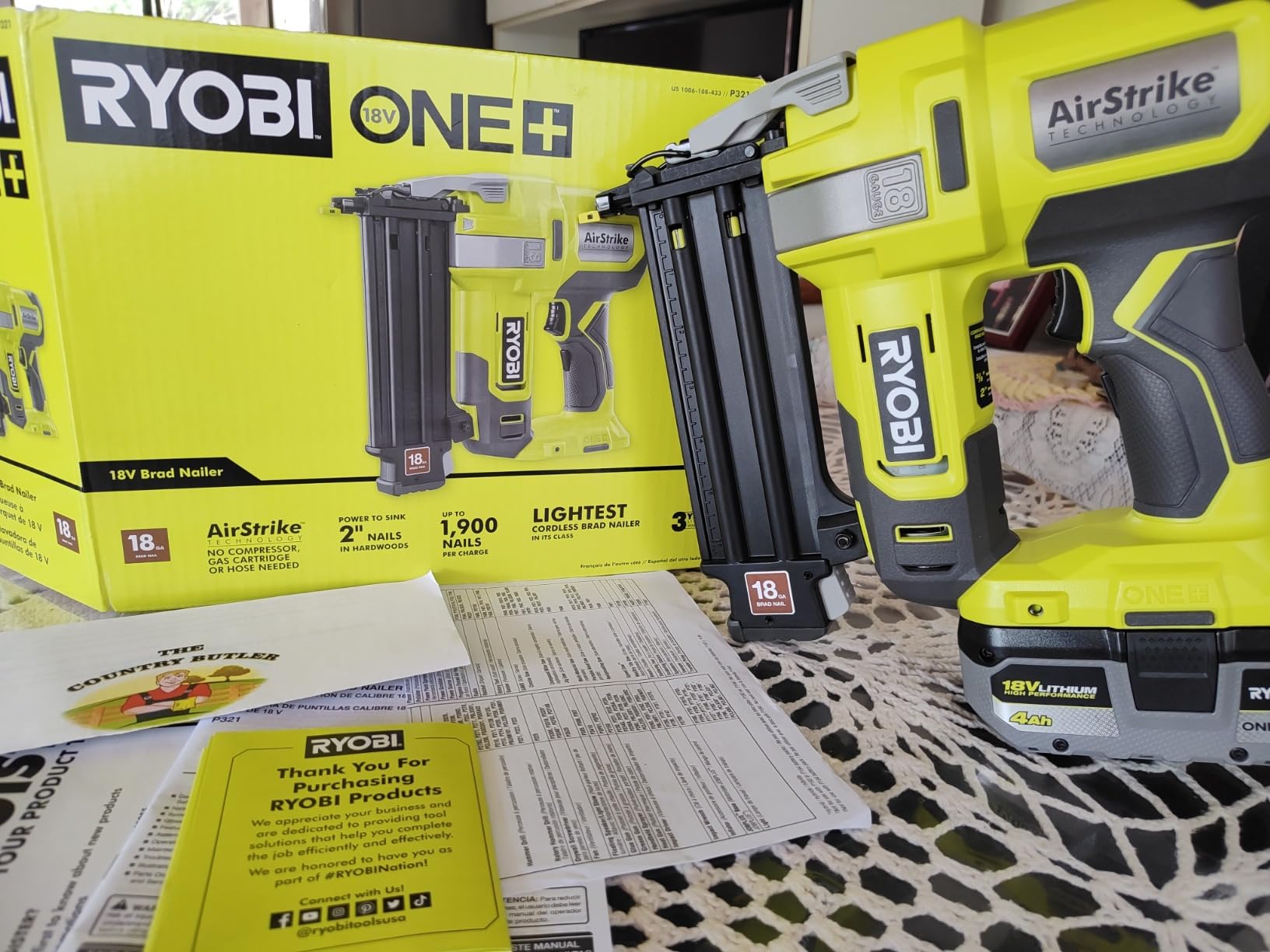 Ryobi 18V ONE+ 18-Gauge Cordless Airstrike Brad Nailer (Tool Only) P321 | Battery and Charger Sold Separately customer photo 2