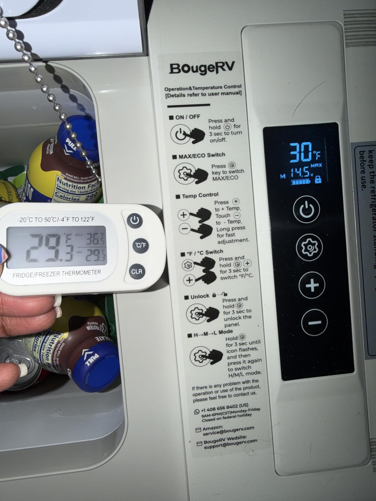 BougeRV 12v refrigerator 23 Quart, -8°F~50°F Portable Freezer for Car, Black | No Ice Needed, Use as Fridge or Freezer, Fast 15-Min Cool to 32°F, 12/24V DC, 110V AC, Electric Cooler for Camping, Road Trip customer photo 1