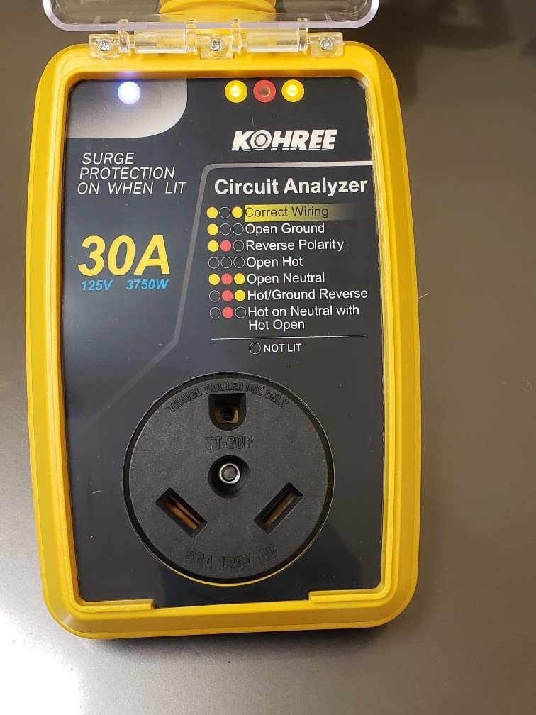 Kohree RV Surge Protector 30 Amp, Power Surge Voltage Protection 12000J | RV Adapter Plug, Waterproof Cover, LED Circuit Analyzer, RV Camping Accessories for Camper Travel Trailers , 30A Yellow customer photo 2