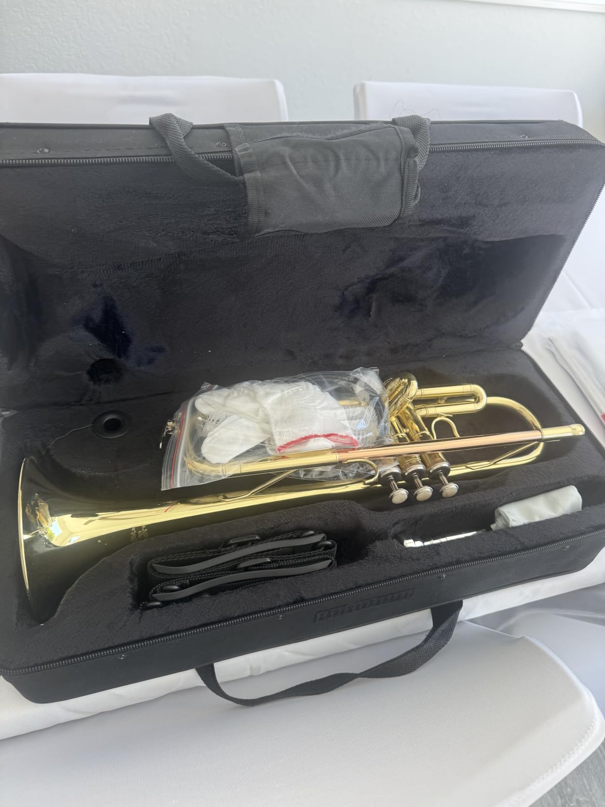 Glory Bb Trumpet - Trumpets for Beginner or Advanced Student with Case, pair of gloves-Gold customer photo 2