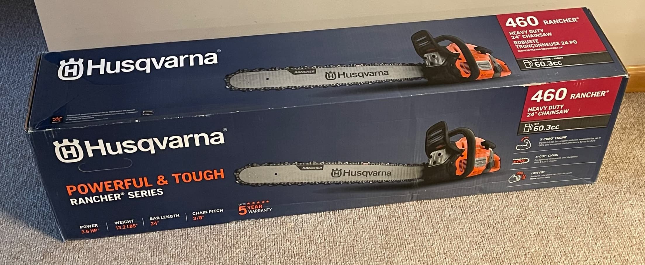 Husqvarna 460 Rancher Gas Powered Chainsaw, 60.3-cc 3.6-HP, 2-Cycle X-Torq Engine, 24 Inch Chainsaw with Automatic Adjustable Oil Pump, For Wood Cutting, Tree Trimming and Land Clearing customer photo 2