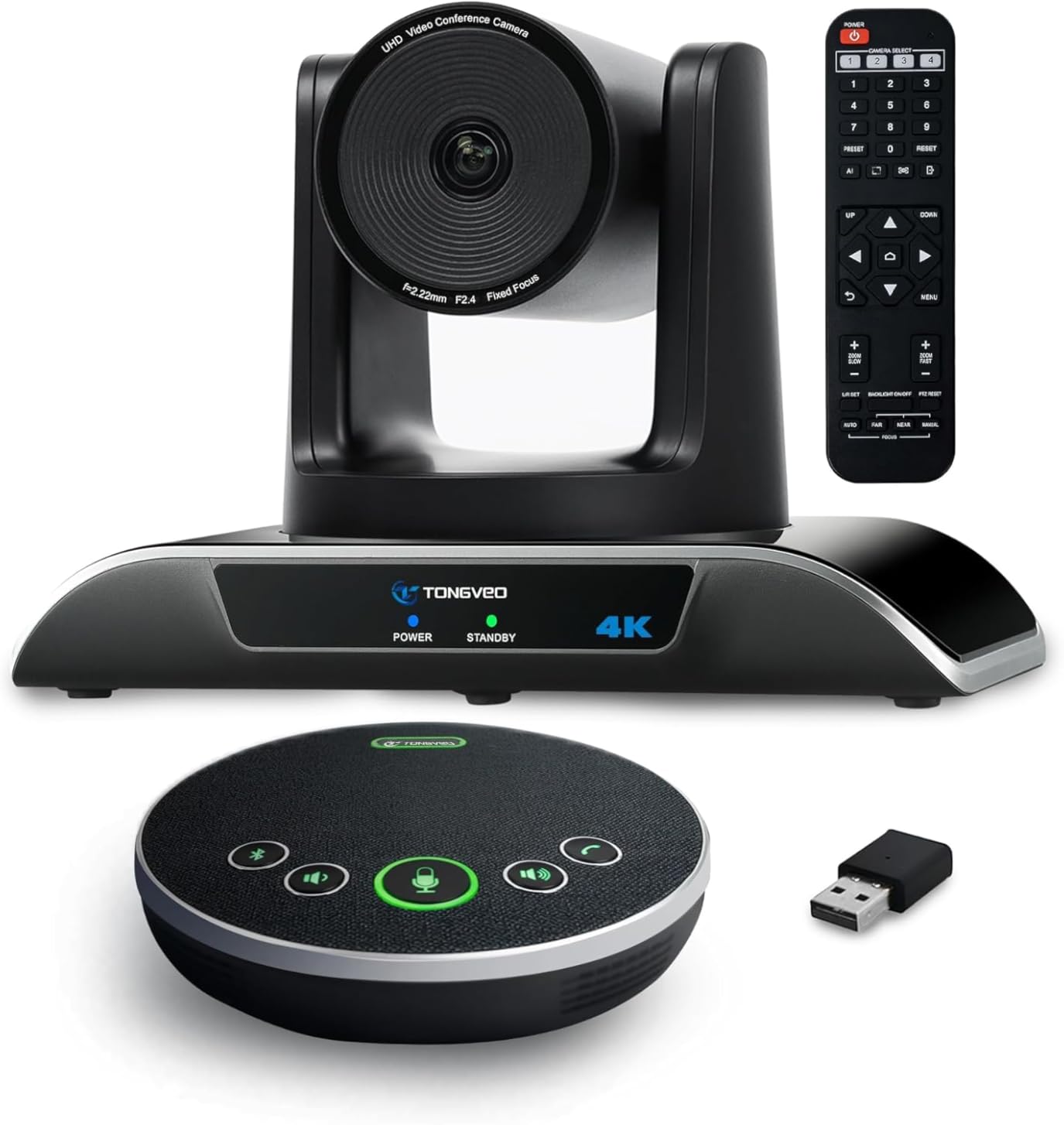 TONGVEO 4K Conference Room Camera System with Gesture Control, AI Auto-Tracking PTZ Camera 5X Digital Zoom with Speakerphone Set 120° Wide-Angle USB3.0 for Remote Meetings Zoom Teams OBS and More customer photo 2