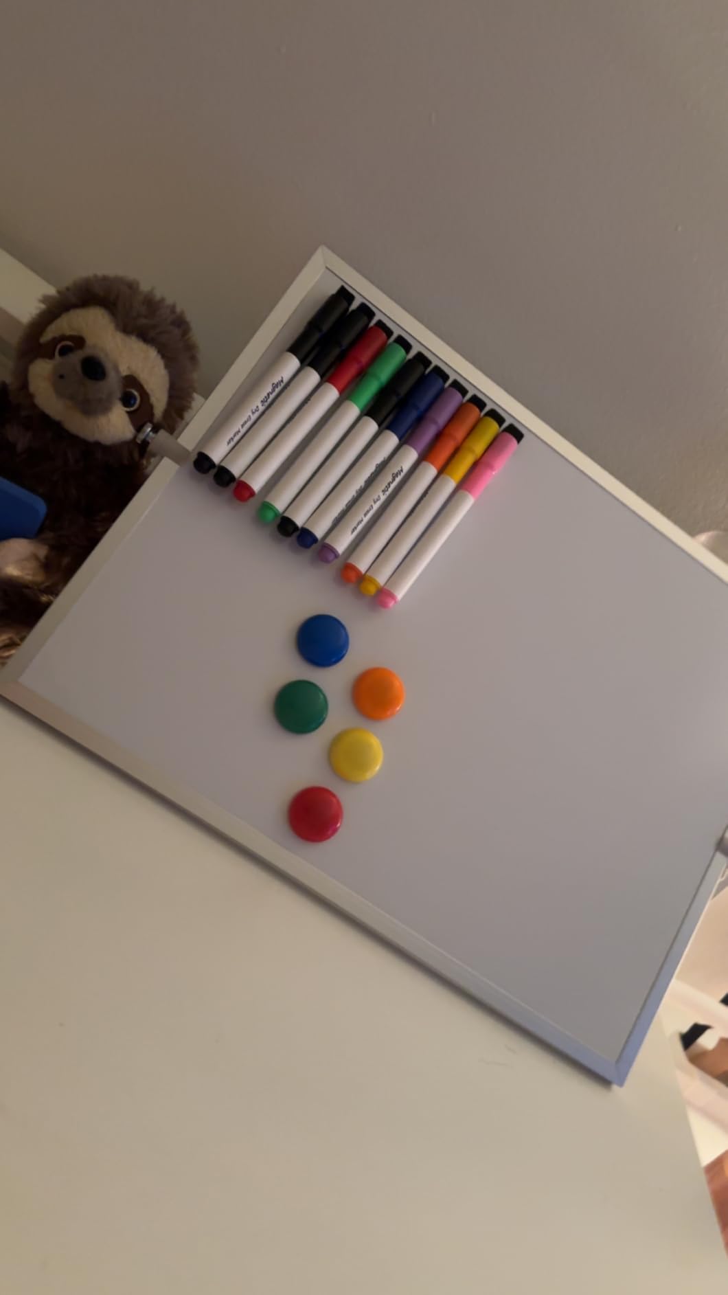 Dry Erase White Board, Cazeyoo Magnetic Desktop Whiteboard 16 x 12inch with Stand, 10 Markers, 4 Magnets and 1 Eraser, Portable Double-Sided White Board for Kids Drawing, Office, Home, School customer photo 1