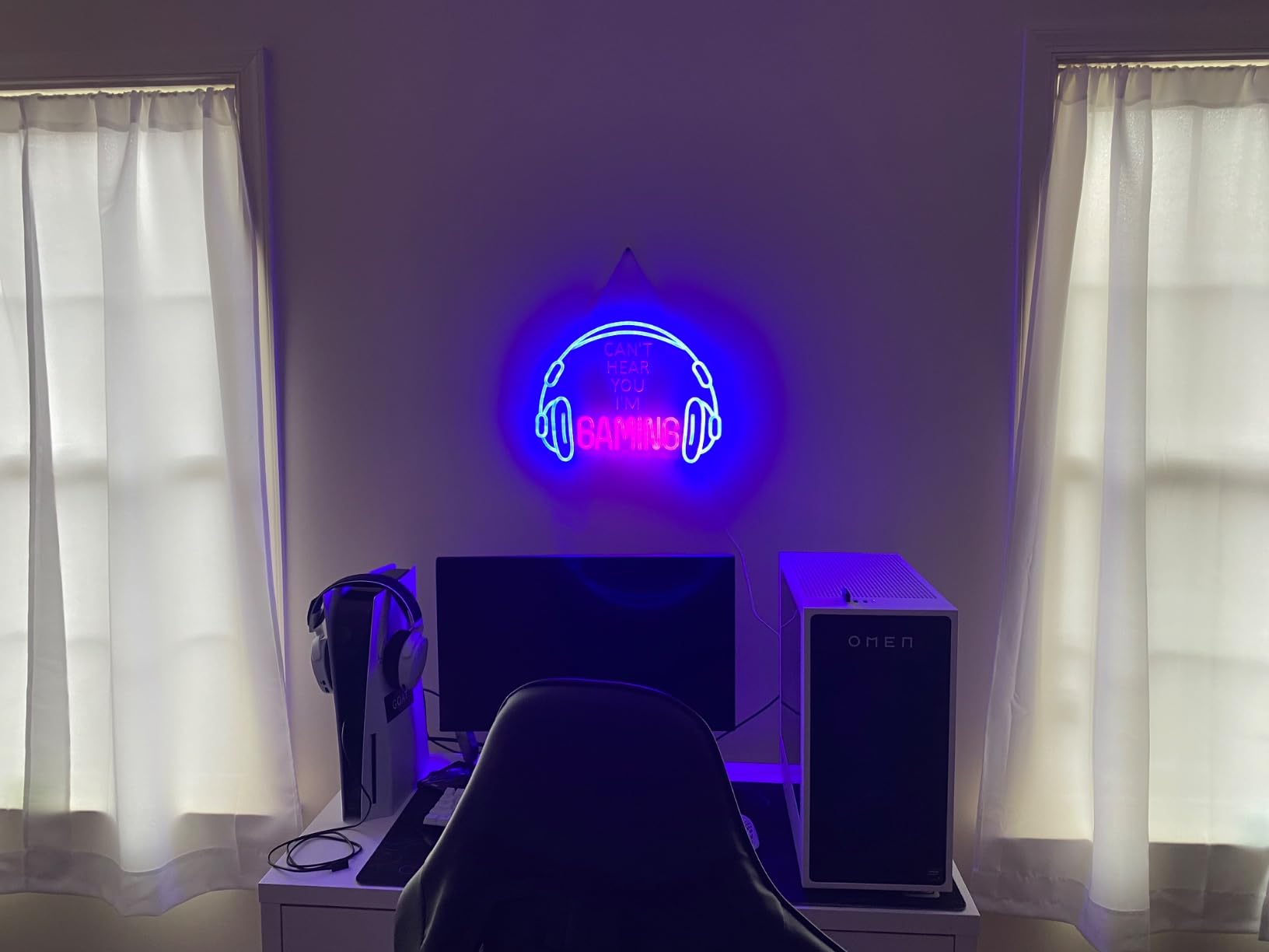 Gaming Neon Sign LED Headset Gamer Neon Light Headphone Lightup Game Signs | Large Bright Dimmable Colored USB Powered Gamer Zone Boy Room Wall Decor customer photo 2