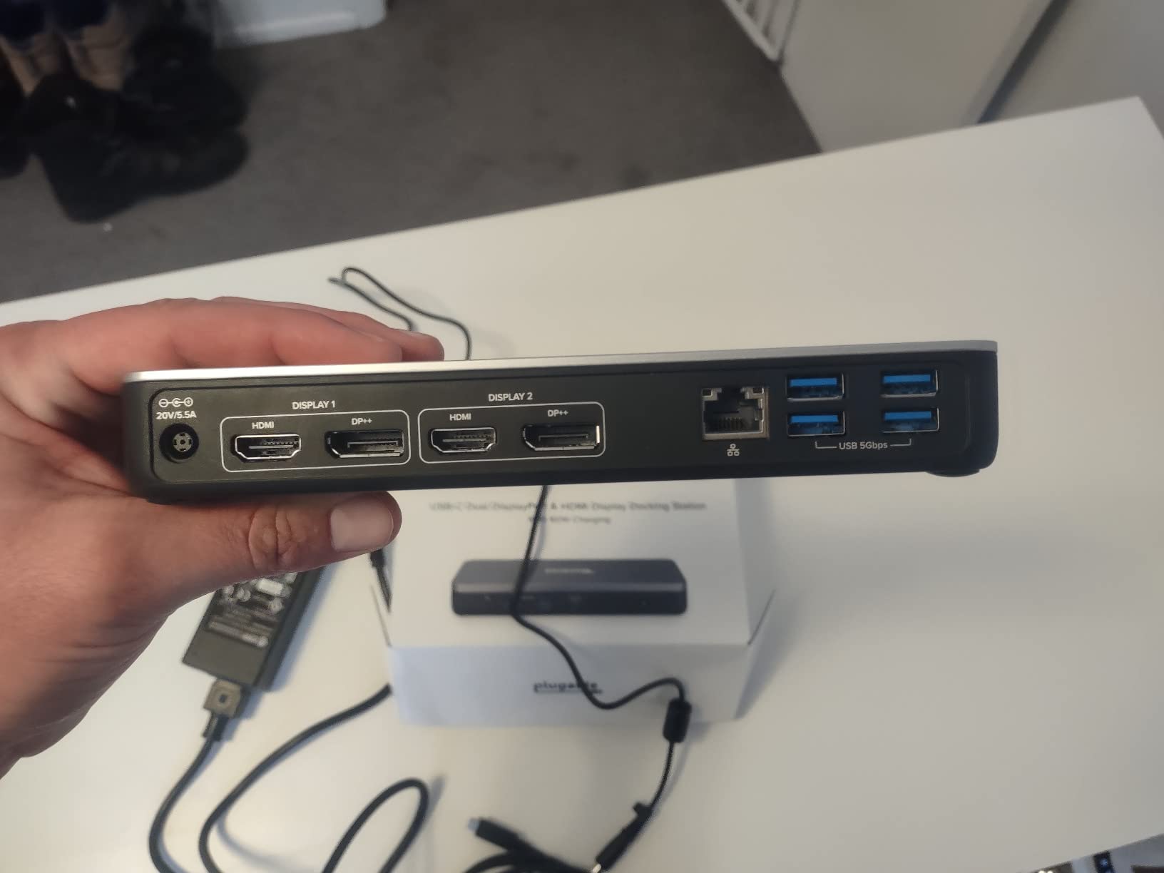 Plugable 12-in-1 Dual 4K USB-C Docking Station, Works with Chromebook Certified, 60W Charging for Classrooms & Business, ChromeOS/Windows, HDMI, DisplayPort, Ethernet, USB-C, 6X USB customer photo 1