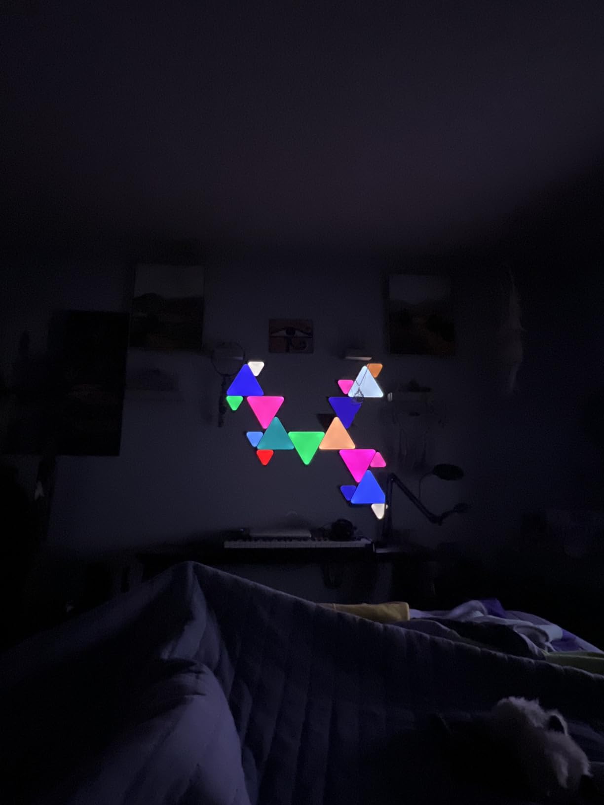 Shapes Triangle Lights, Smart RGBW LED Wall Light Panels, 9PK | Compatible with Alexa, Home Wall Decor for Living Room with Music Sync, Smarter Kit customer photo 1