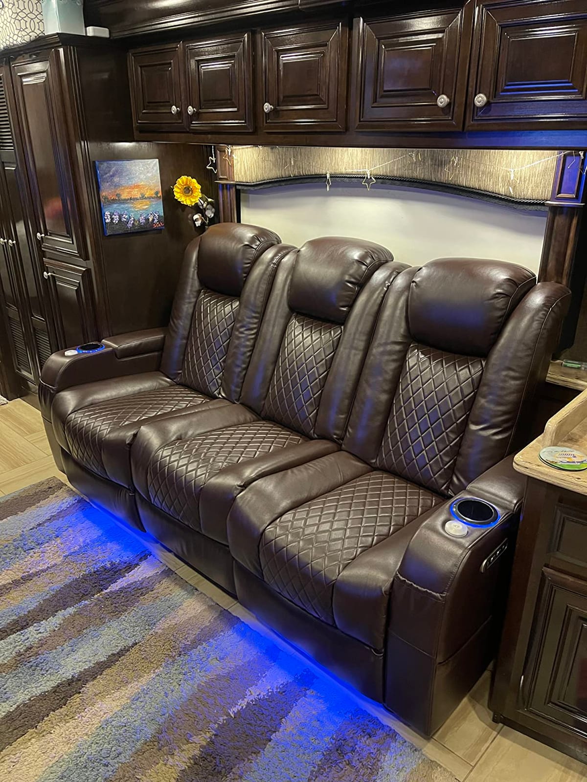 Airadlis Home Theater Seating Seats Dual Power Movie Theater Chairs Theater Recliner Sofa with 7 Colors Ambient Lighting, Lumbar Pillow, Side Pocket, Tray Table,Type-C USB Charge customer photo 2