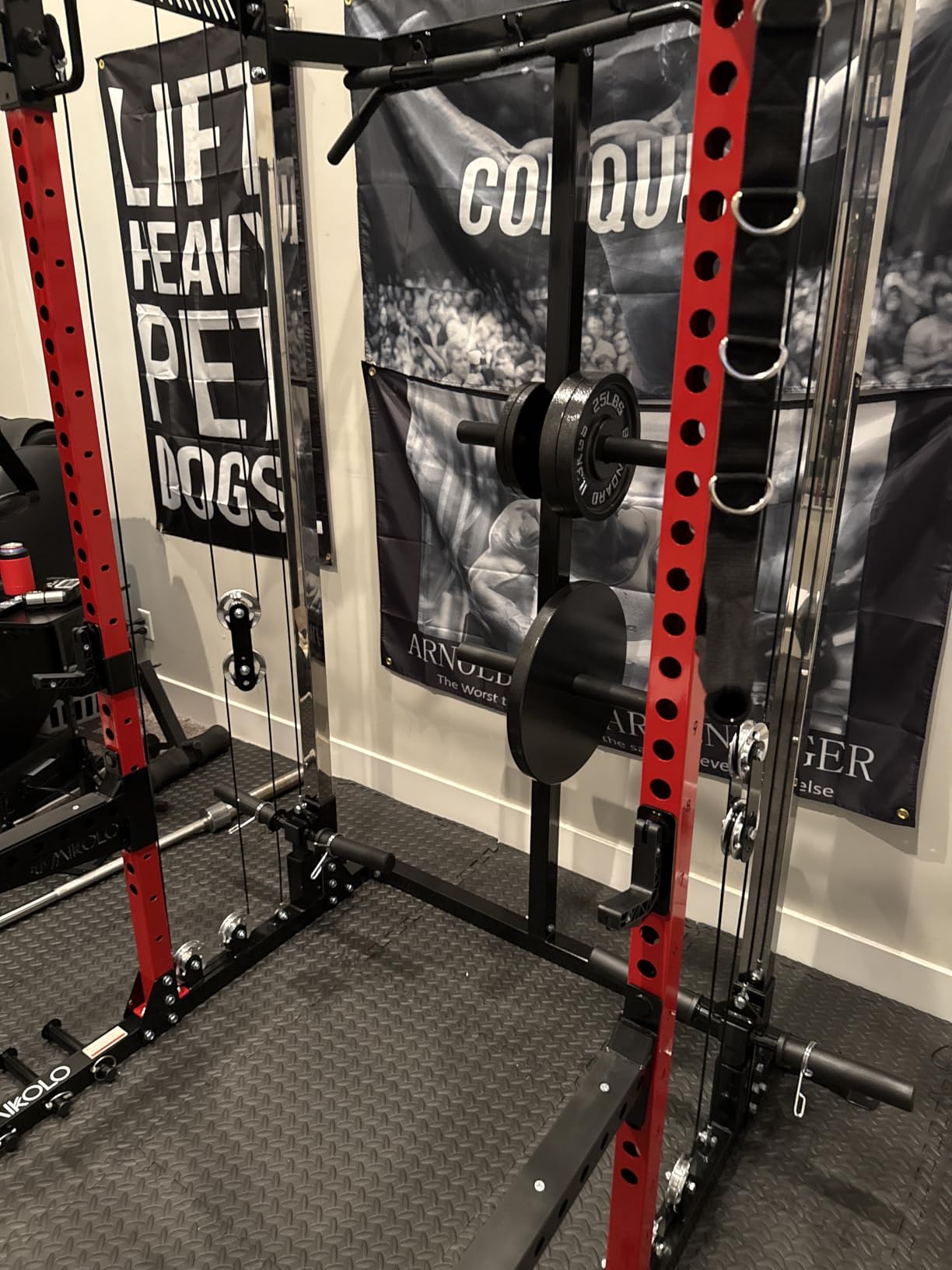 Mikolo HR06 Power Cage with Aluminum Pulleys, 2000LB Power Rack with Independent Dual Pulley System, Multi-Function Home Gym Workout Machine for Cable Crossover customer photo 1
